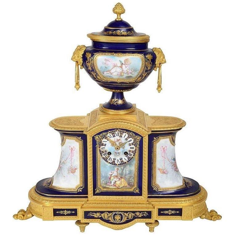 Fine 19th Century Sevres Style Mantel Clock