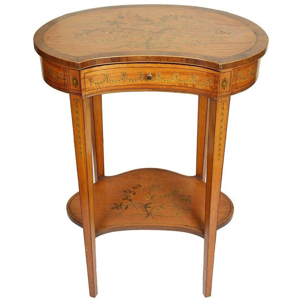 Sheraton style Satinwood side table by Edwards and Roberts.