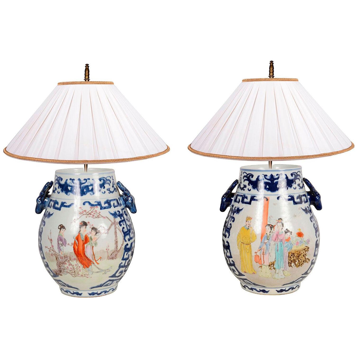 Pair Century Chinese vases / lamps