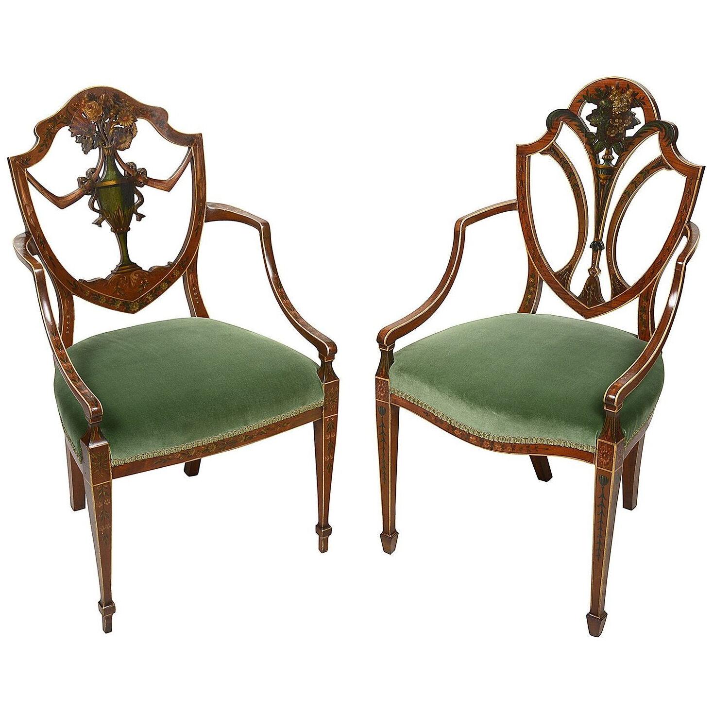 Two 19th Century Sheraton style arm chairs