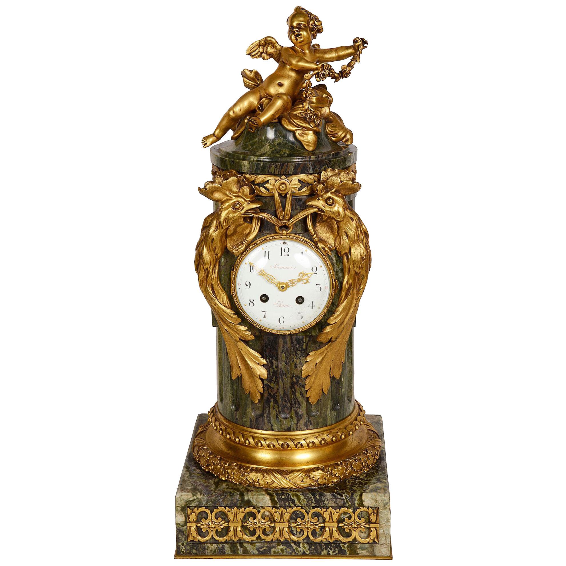Louis XVI Style Marble and Ormolu Mantel Clock, by Sormani, circa 1880