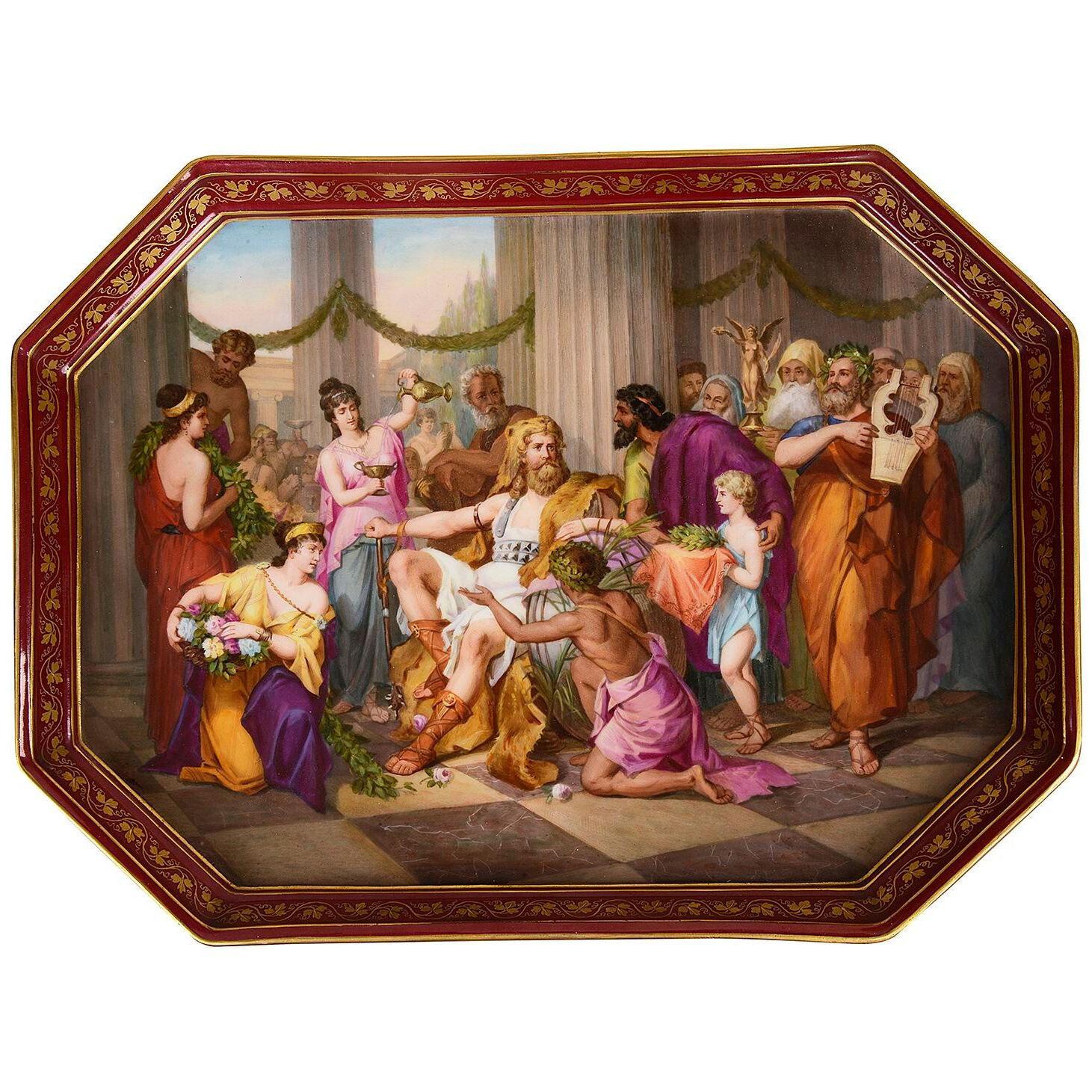 A 19th century Vienna tray, 'Alaric in Athens'