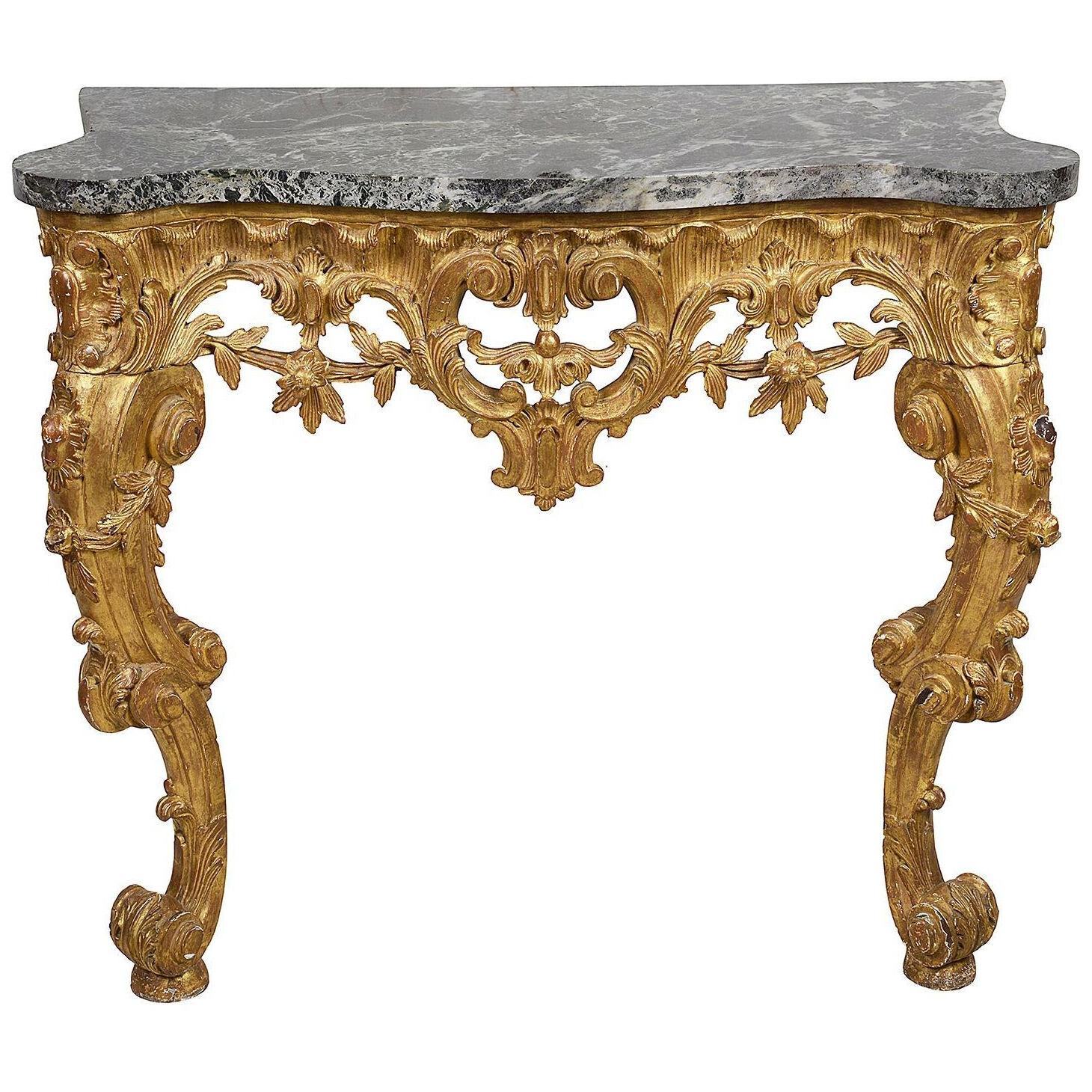 19th Century French carved giltwood console table.