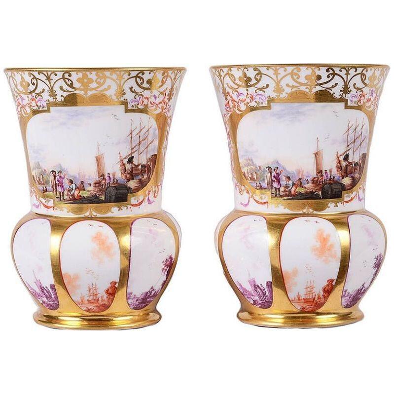 Pair of 19th Century Meissen Vases