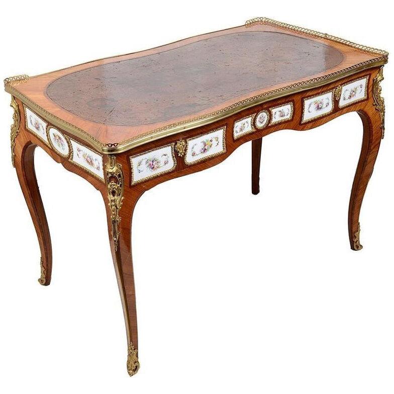 19th Century French Porcelain Mounted Ladies Writing Desk