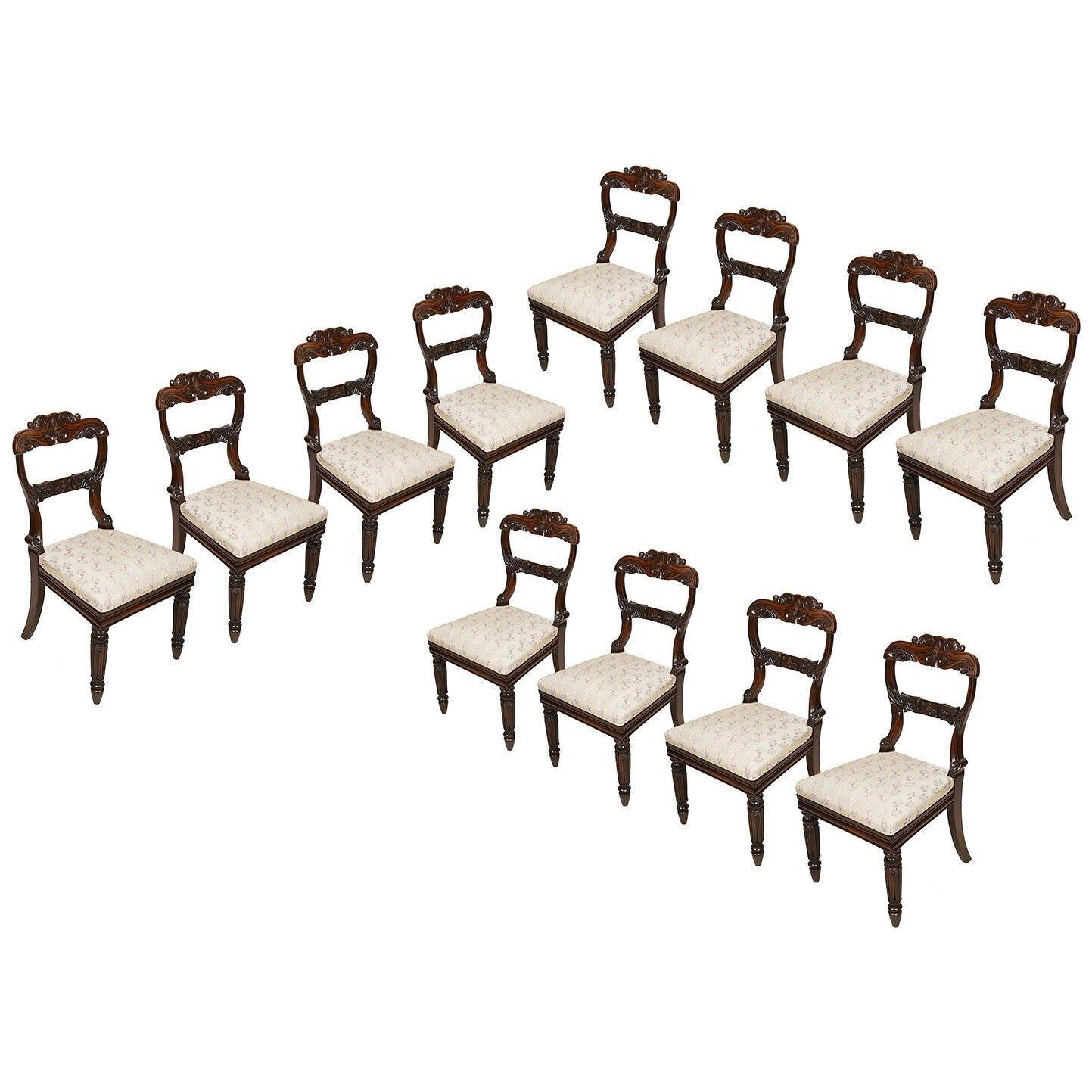 Set of 12 late Regency period dining chairs, circa 1830