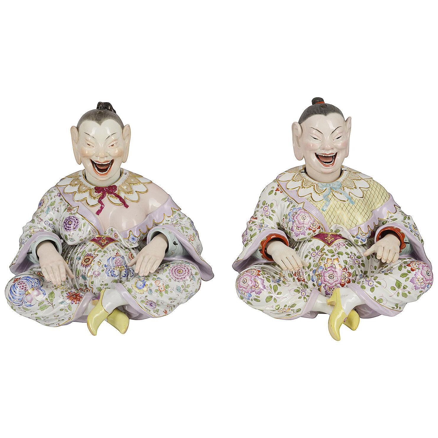 Rare pair of 19th Century Meissen nodding Pagodas.