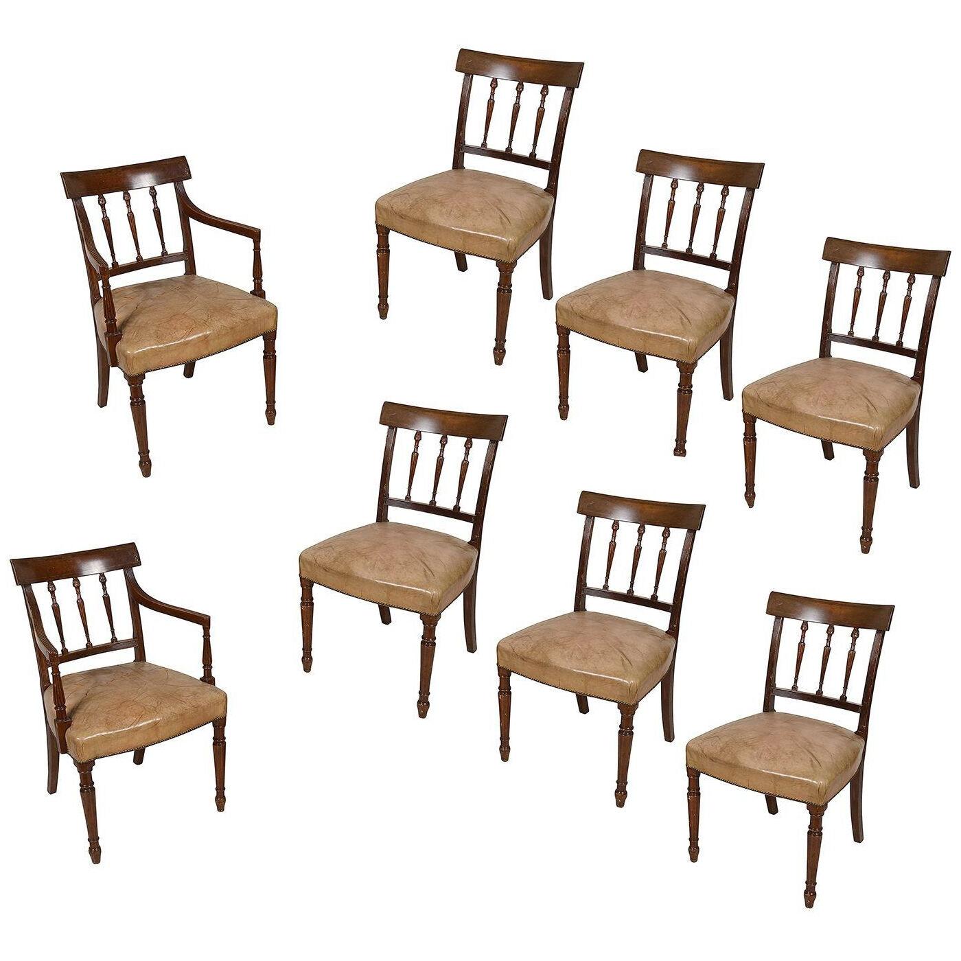 8 Sheraton style Mahogany ding chairs, circa 1900