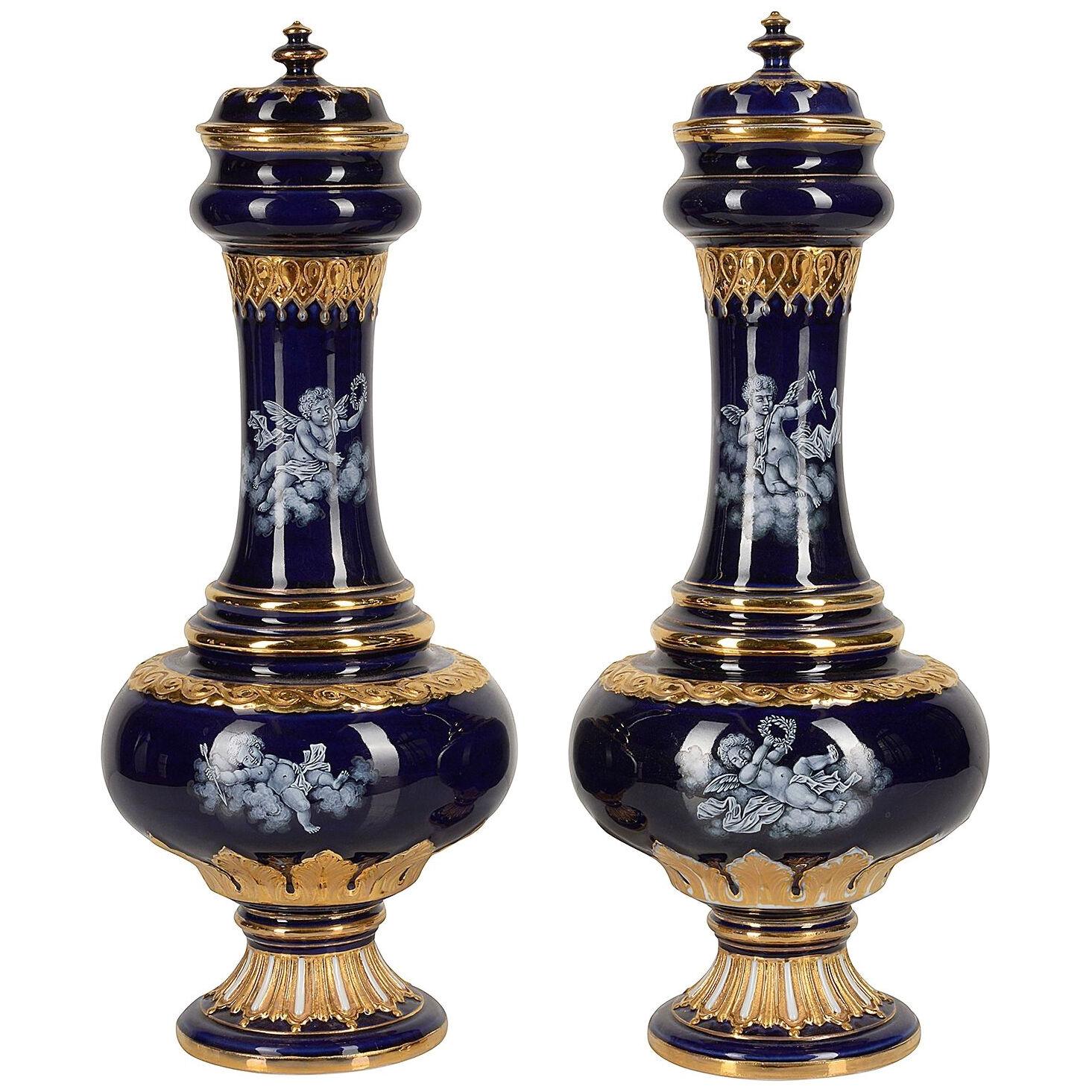 Pair Meissen Pate sur Pate vases, 19th Century