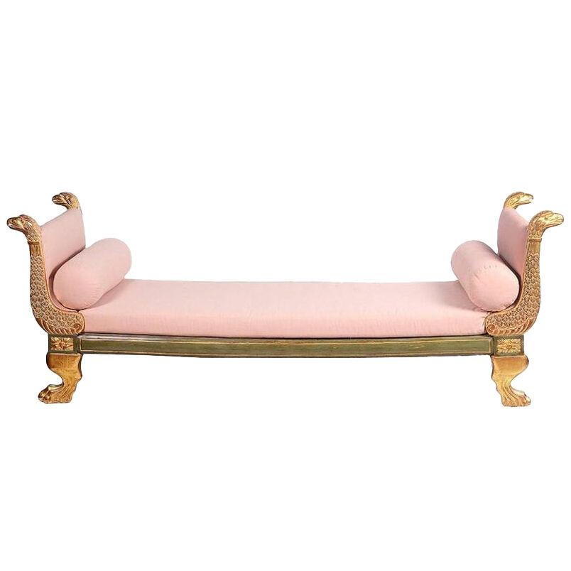 Regency Influenced Carved Giltwood Daybed