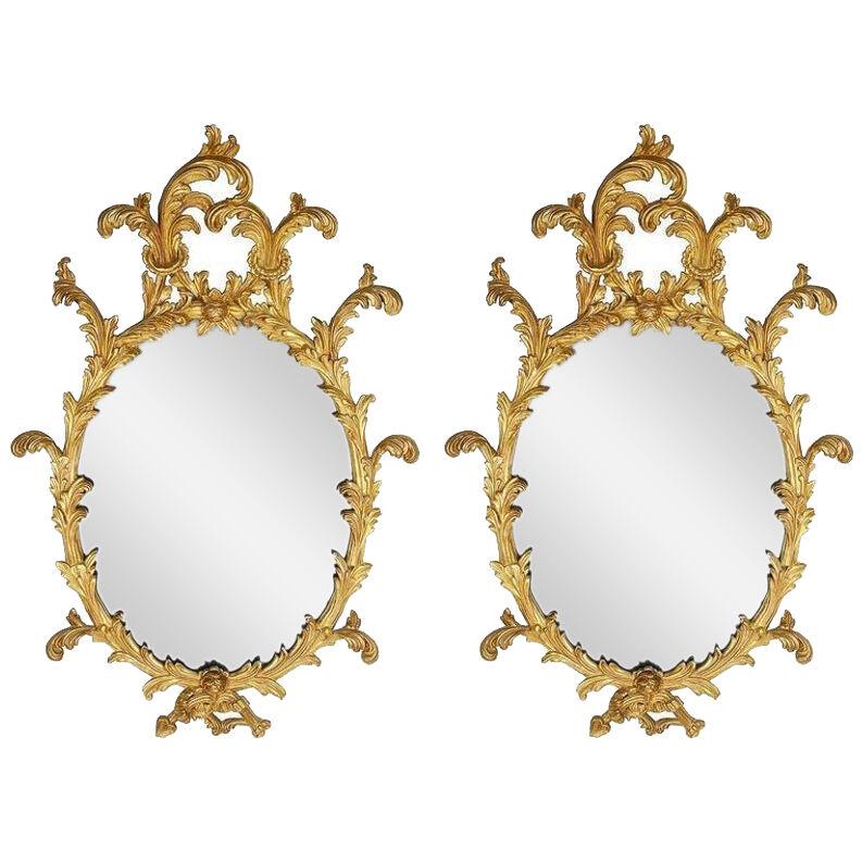 Pair of Chippendale Influenced Wall Mirrors, circa 1900