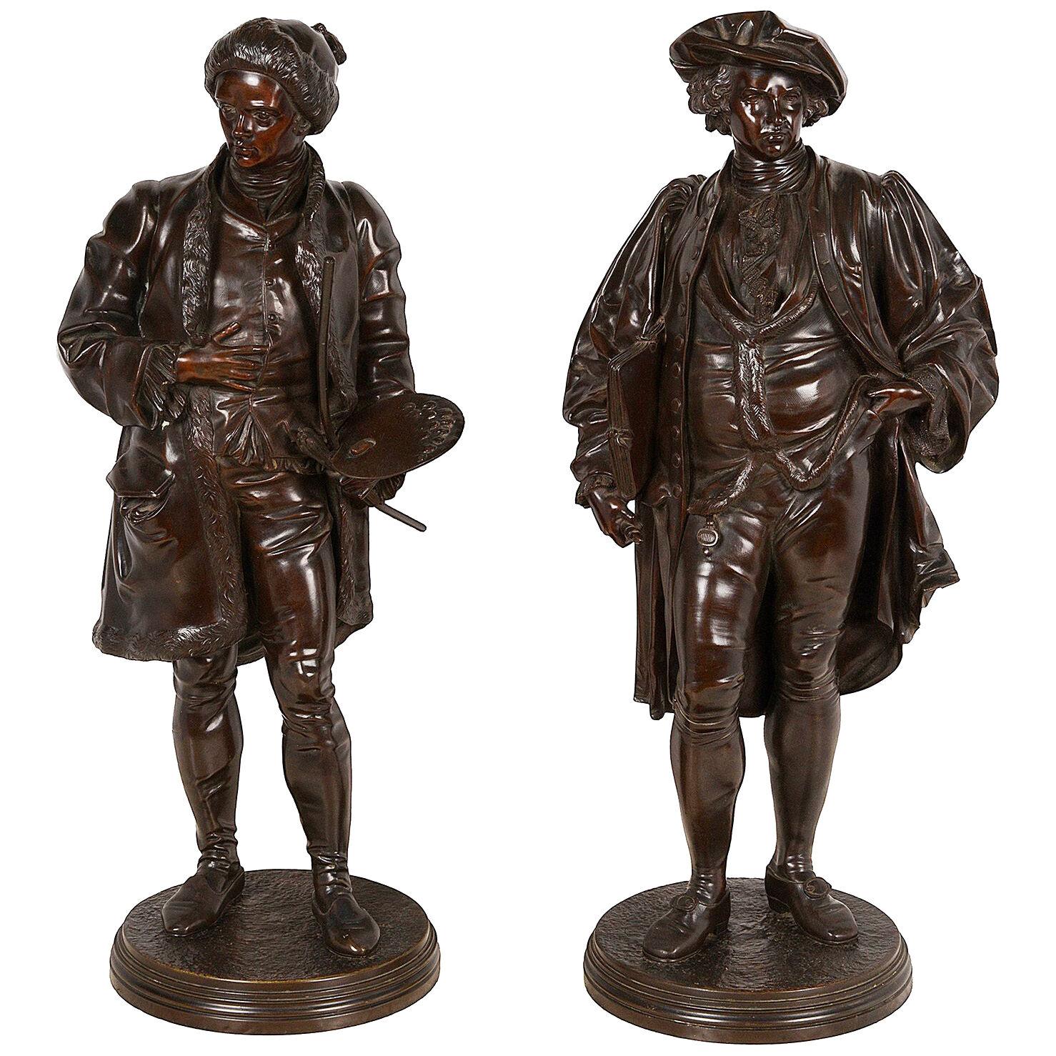 19th Century Bronze statues of Hogarth and Reynolds.