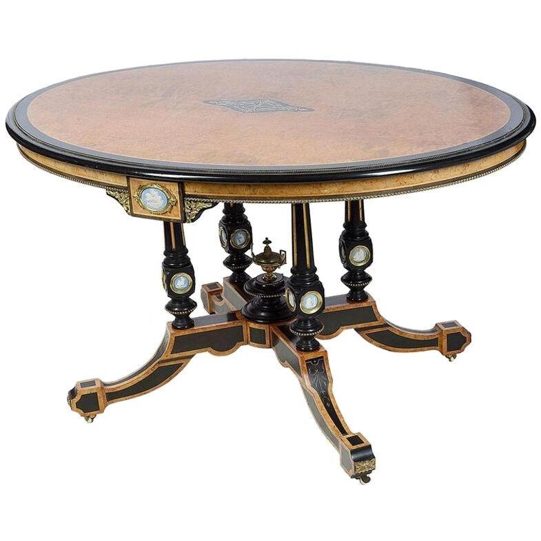 19th Century Amboyna Centre table, after Holland and Son