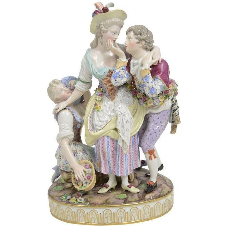 19th Century Meissen Group of Lovers