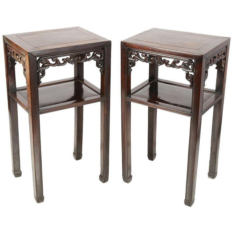 Pair of 19th Century Chinese Hardwood Side Tables