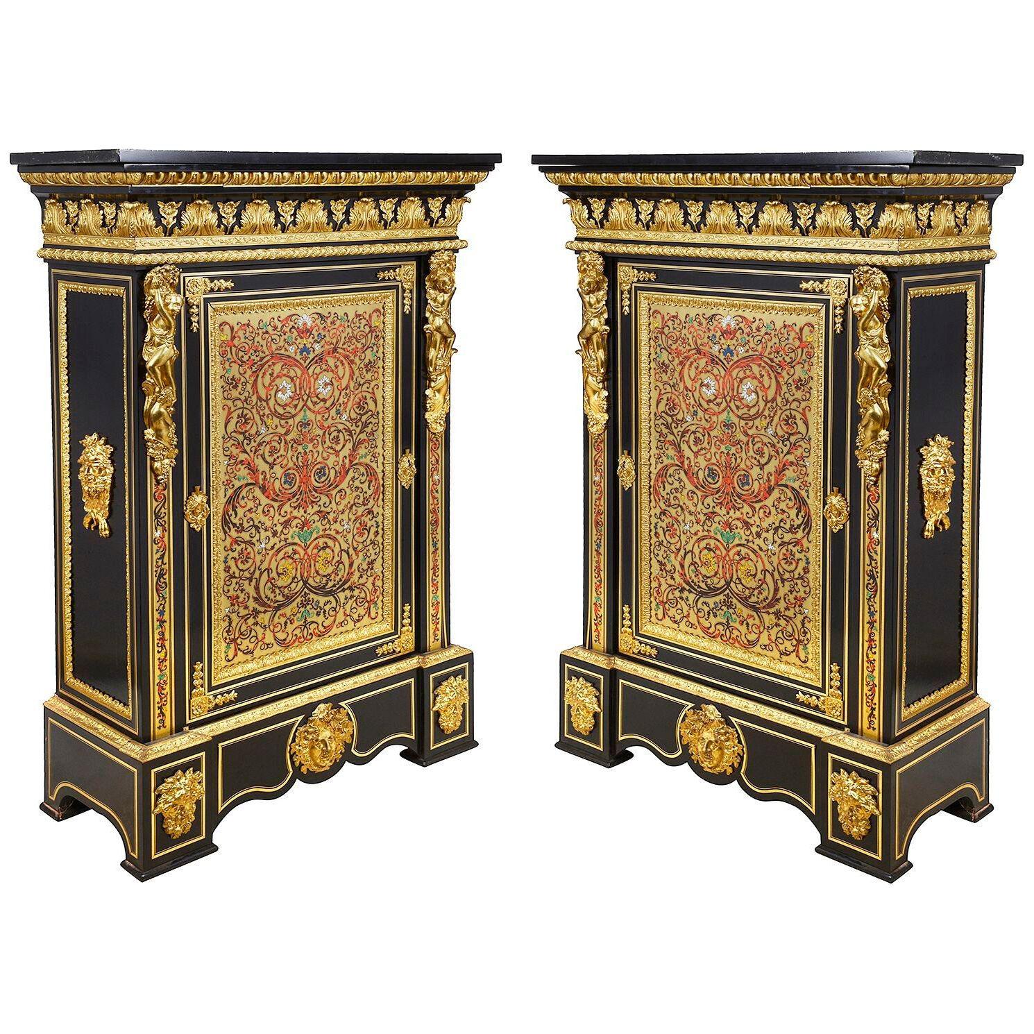 Large pair 19th Century French Boulle cabunets.