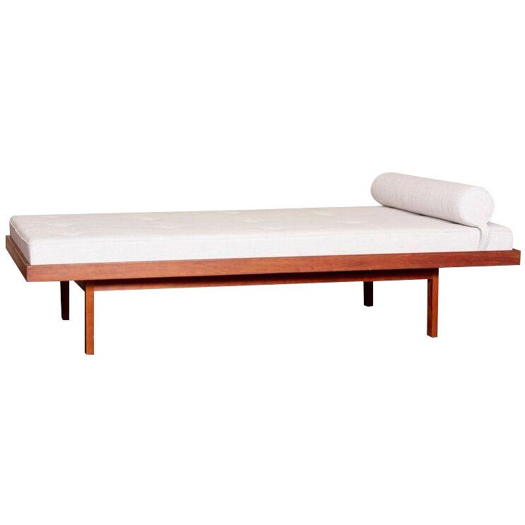 1 of 2 American Studio Walnut Frame Daybeds in Mark Alexander Fabric, US 1960s