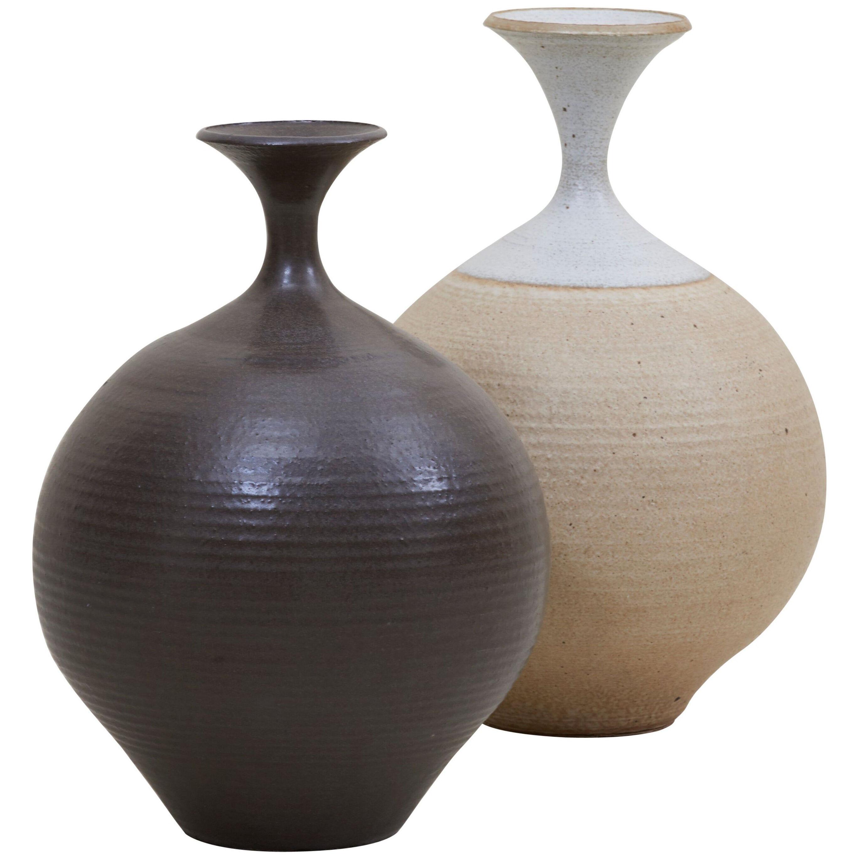 Set of Two Huge Bob Kinzie Stoneware Studio Pottery Vases, US, 1970s	