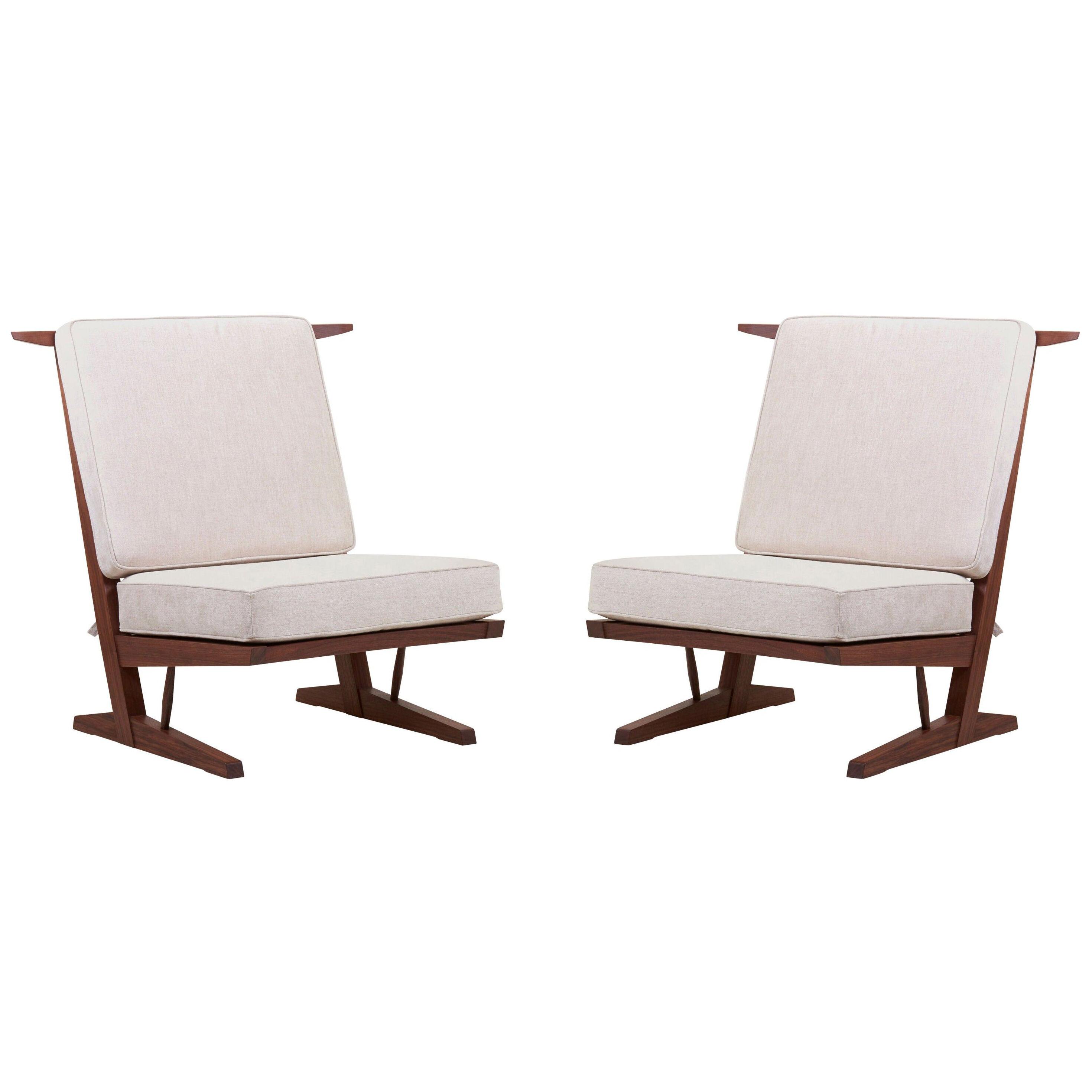 Pair of George Nakashima Conoid Lounge Chairs by Nakashima Woodworkers, US 2021