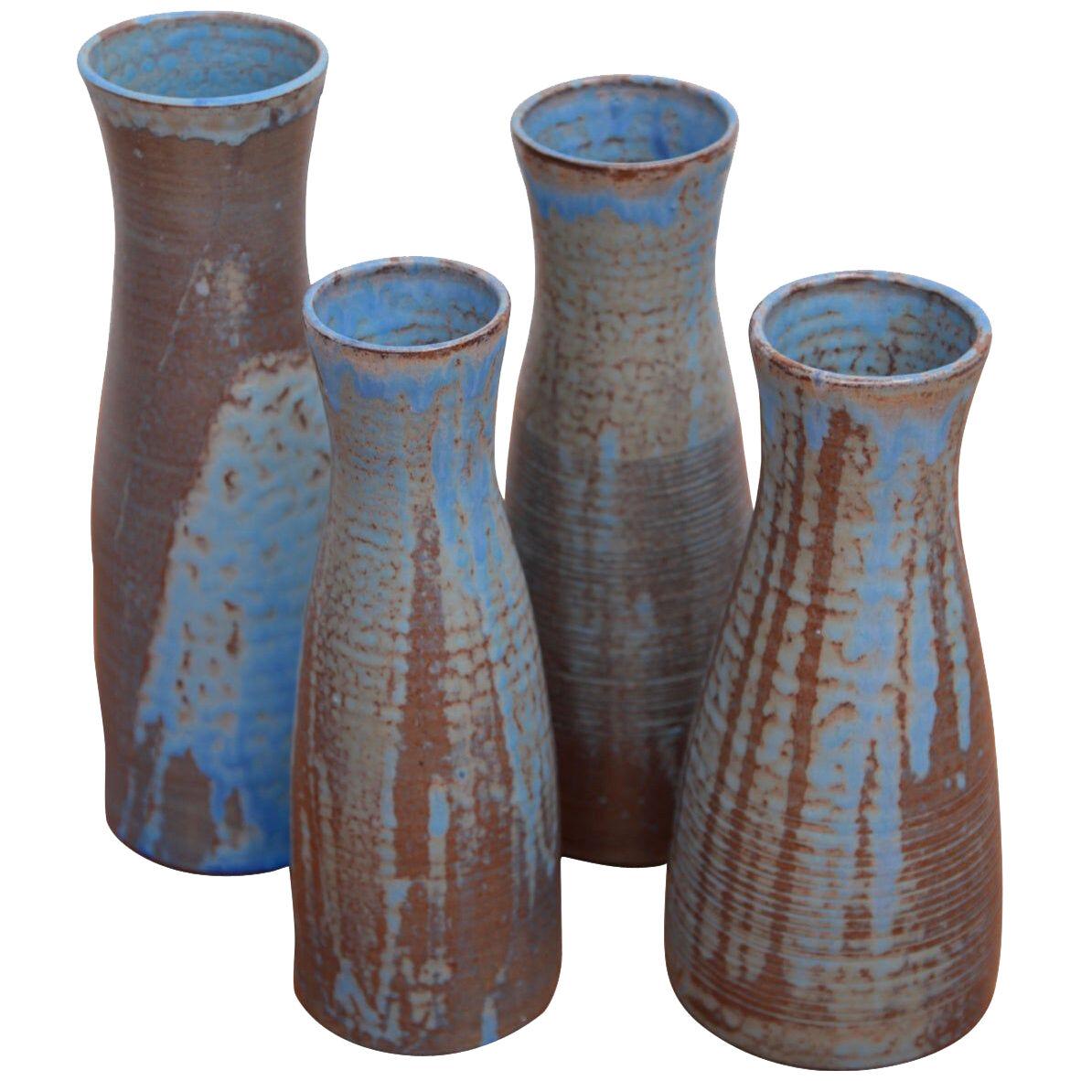 Set of Four Huge Susanne Protzmann Ceramic Vases in Blue
