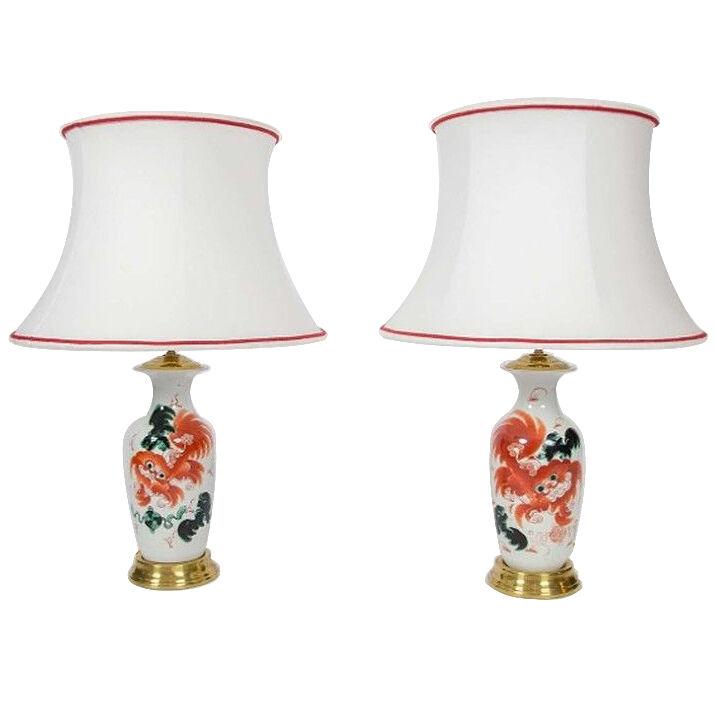 Pair of 19th century Chinese vase table lamps.