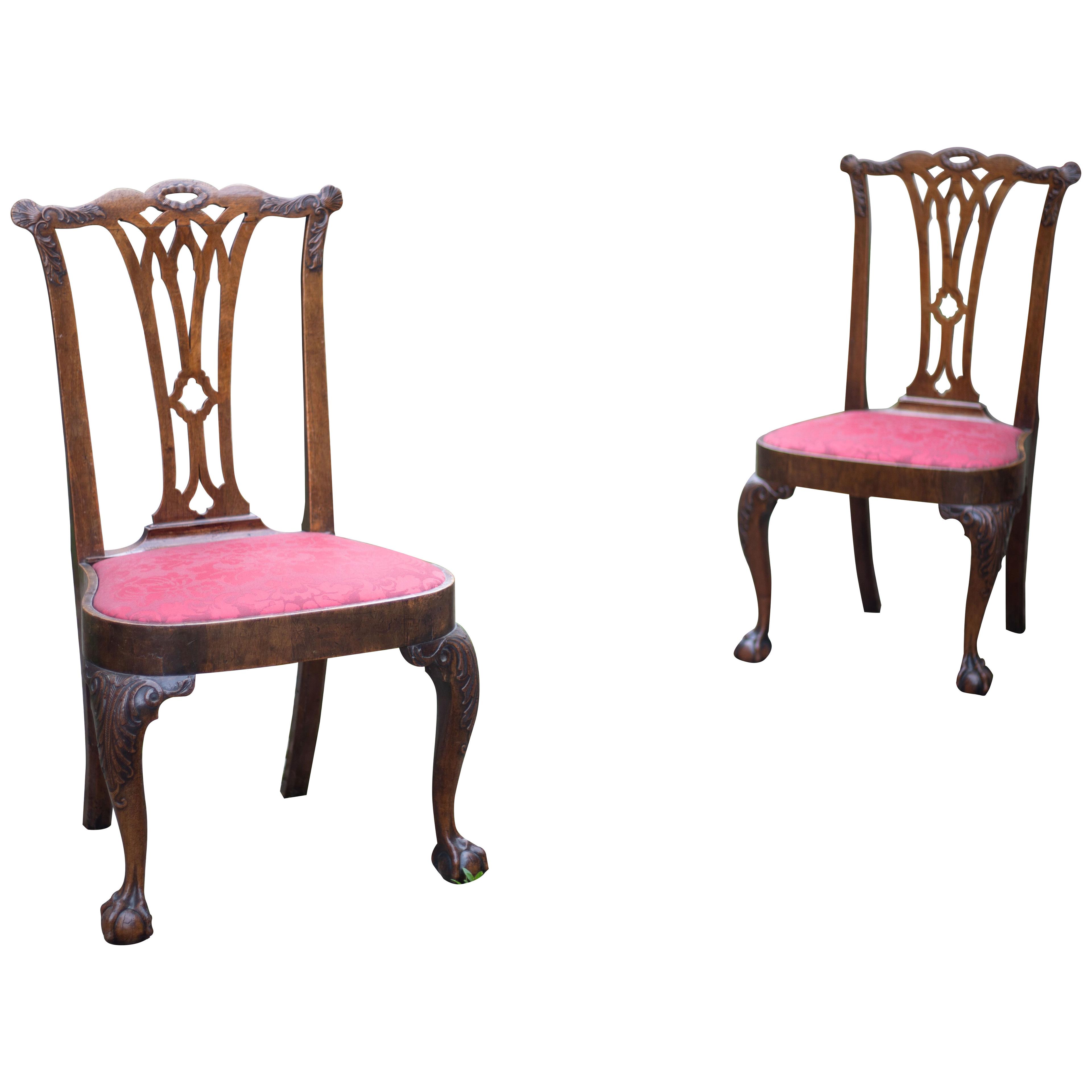 A Fine Pair of George II period walnut Side Chairs