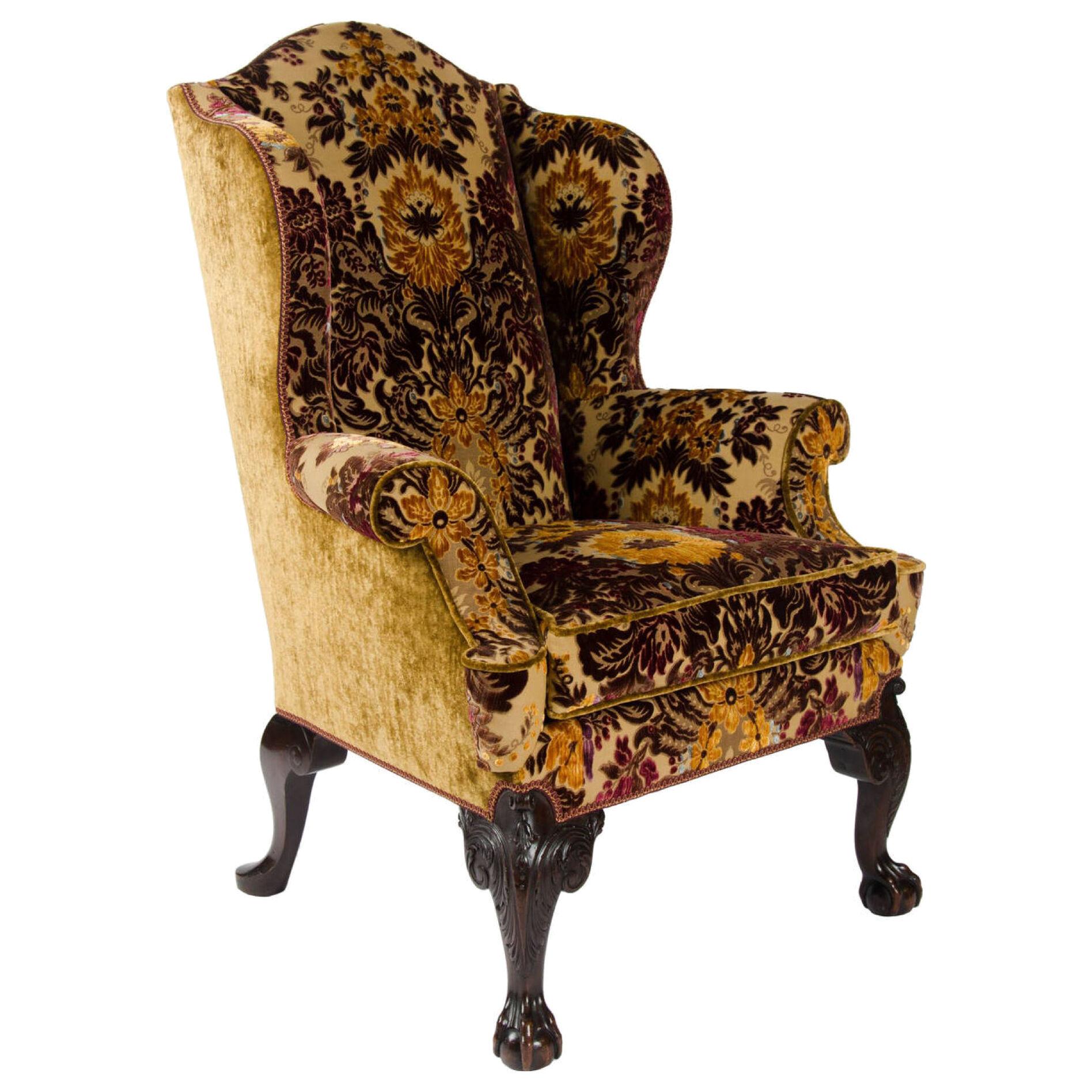 19th century wing chair with cabriole legs of good proportions.