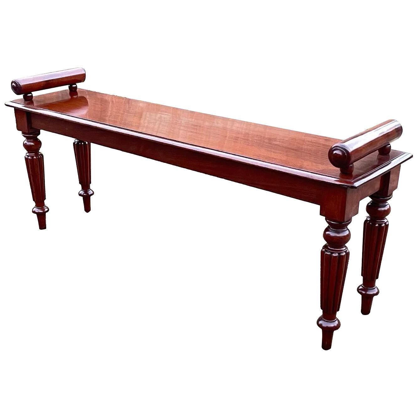 Regency period mahogany bench in the manner of Gillows.