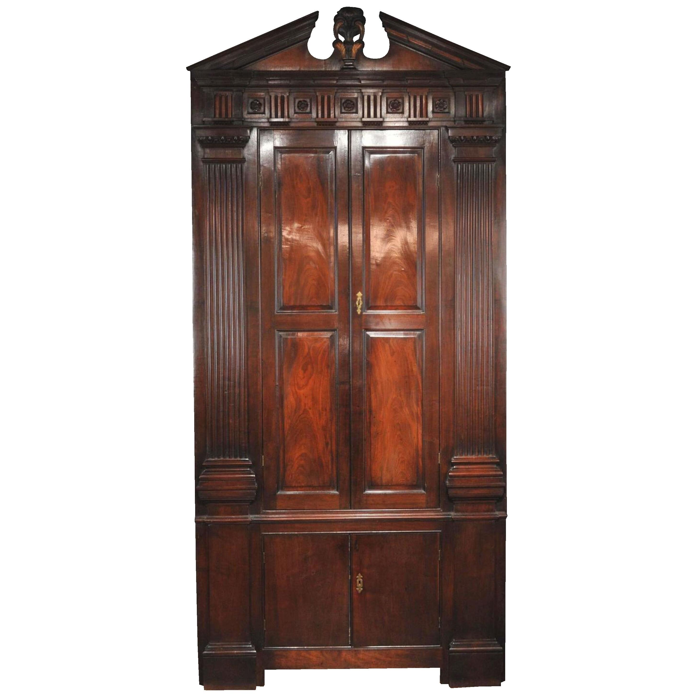 Early Georgian architectural corner cupboard attributable to Batty Langley