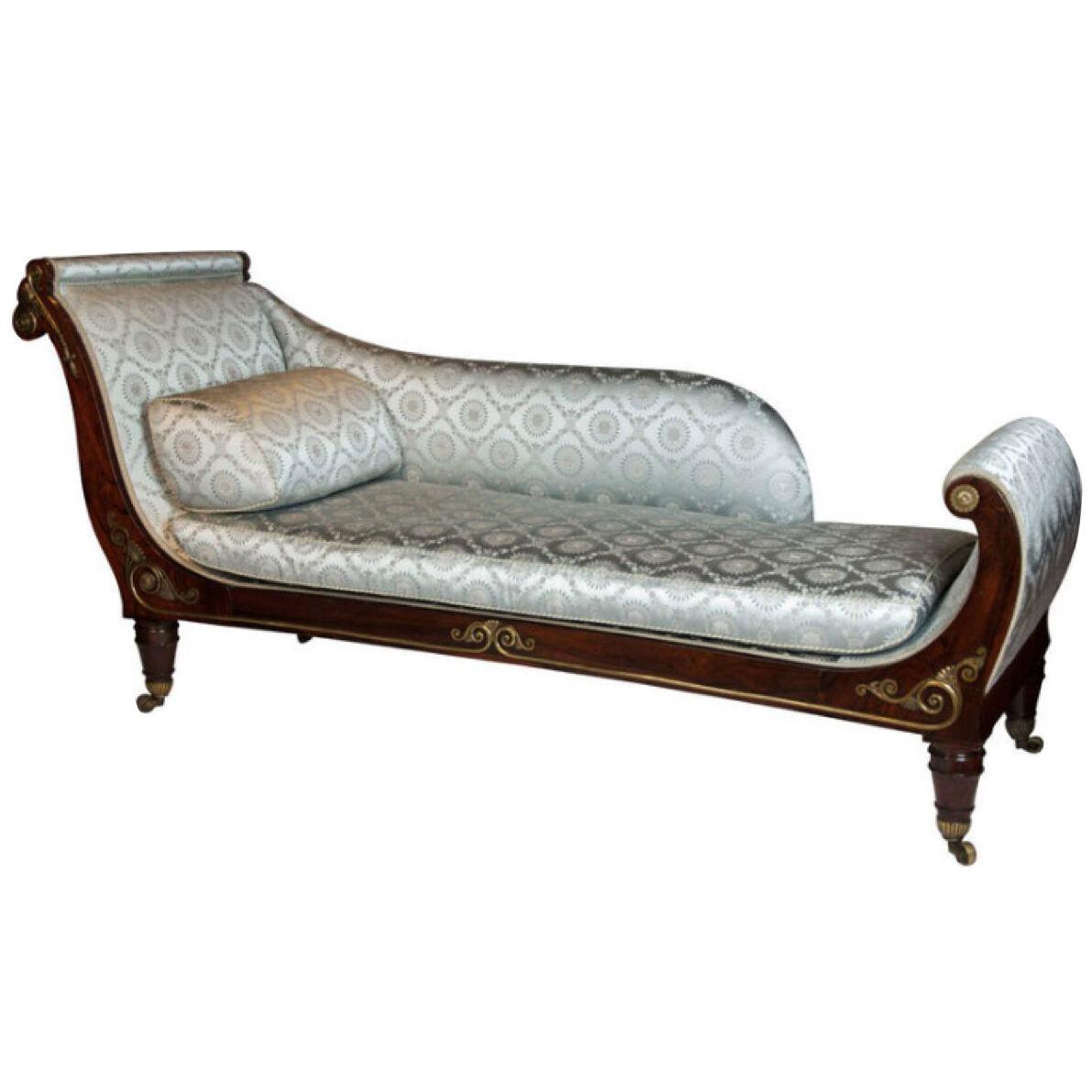 19th Century High-Style Regency Period Library Couch or Chaise Longue