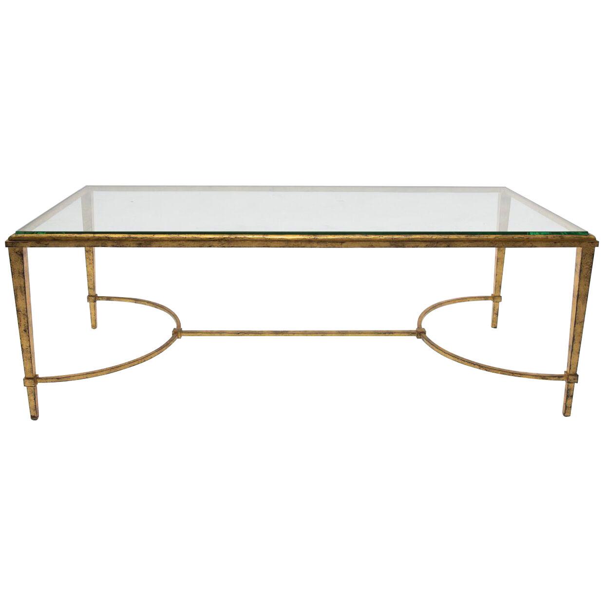 Coffee or cocktail table – Maison Ramsay – Golden iron and glass (France)