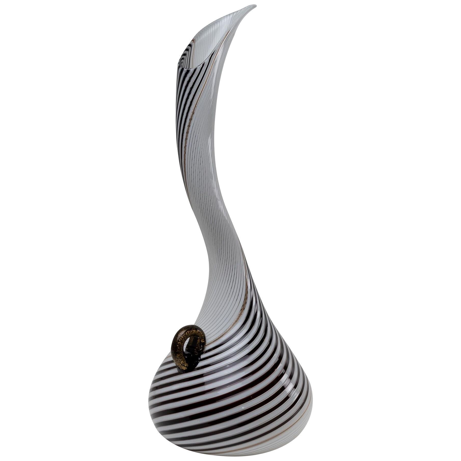 Bianco Nero swan neck tall vase by Dino Martens – Aureliano Toso Murano Italy