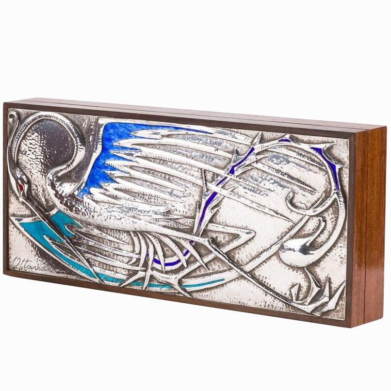 Box by Ottaviani – Rosewood, silver and enamel (Italy)