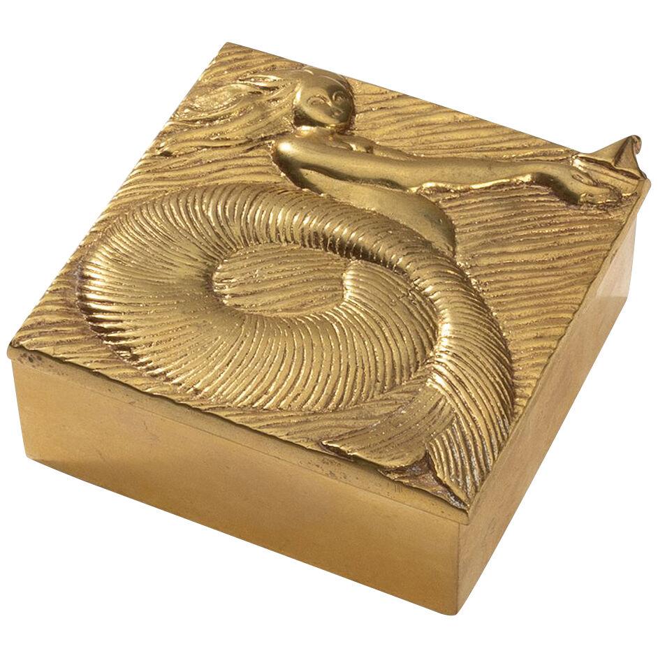 La Sirène au bateau by Line Vautrin – gilded bronze box (France)