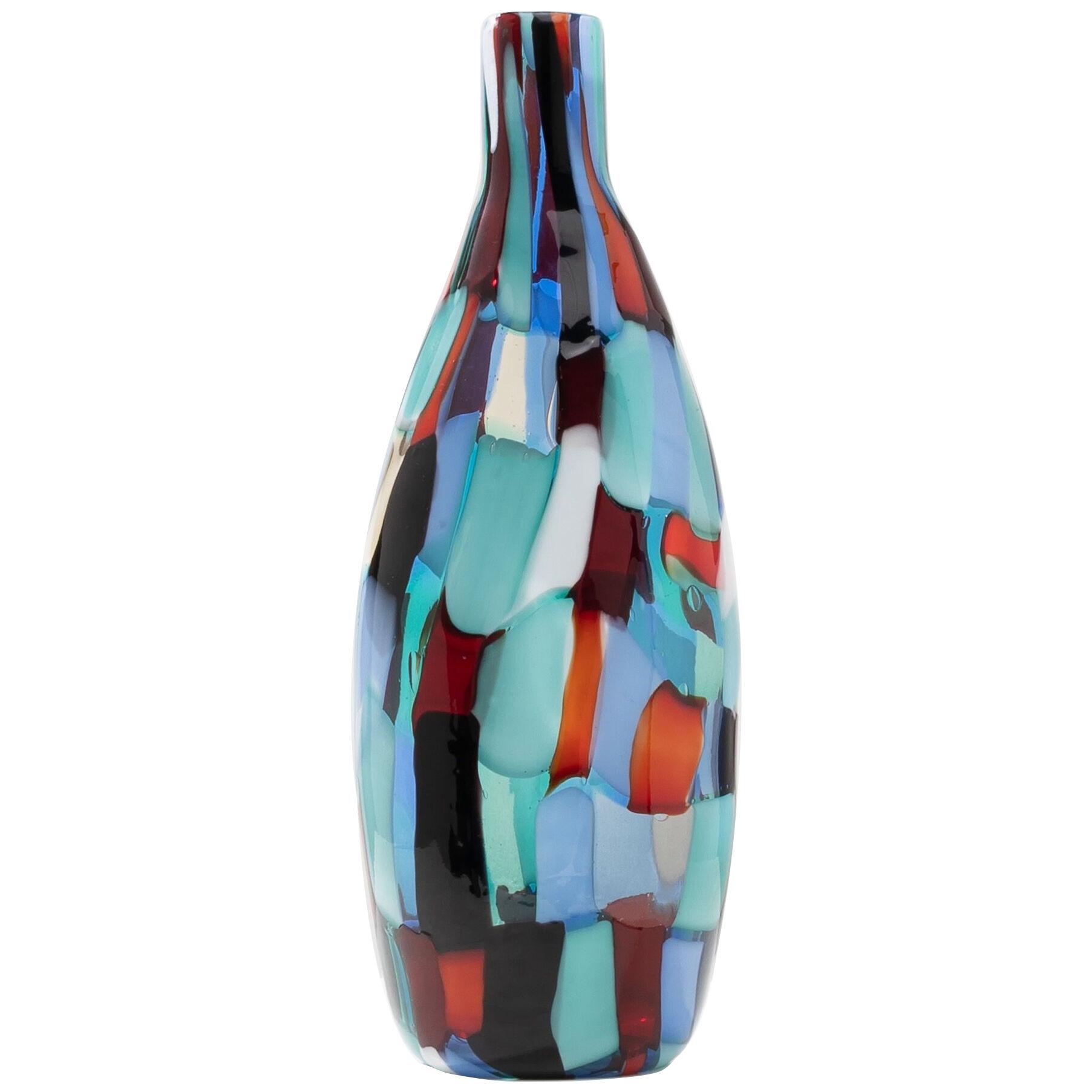 Pezzato arlechino bottle shaped vase by Fulvio Bianconi – model 4319 – Venini 