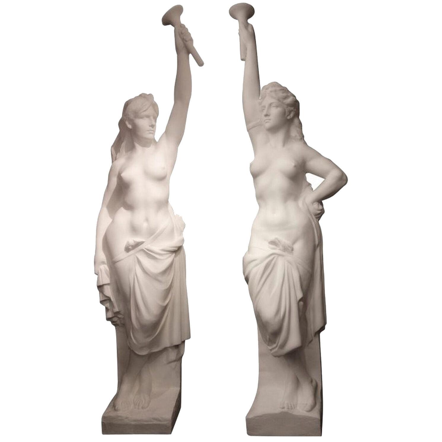 Two monumental nymphs  in plaster, France, circa 1940