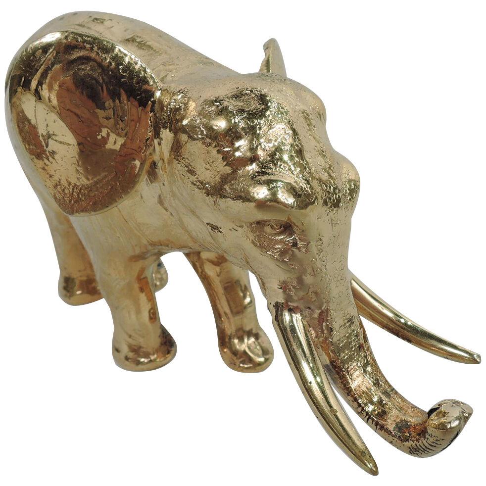 Antique German Silver Gilt Elephant Animal Figure with Upturned Trunk