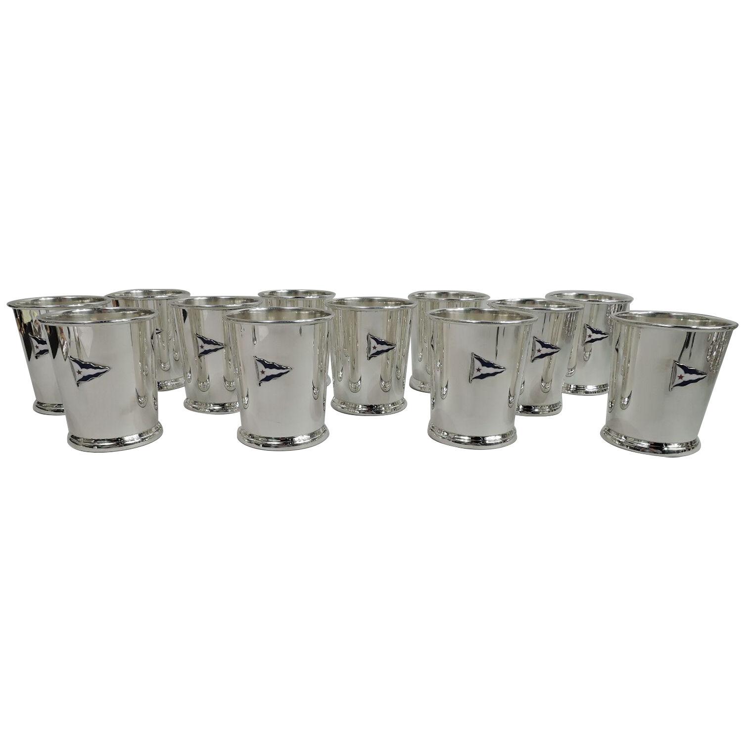 Set of 12 American Mint Juleps with Chicago Yacht Club Burgee