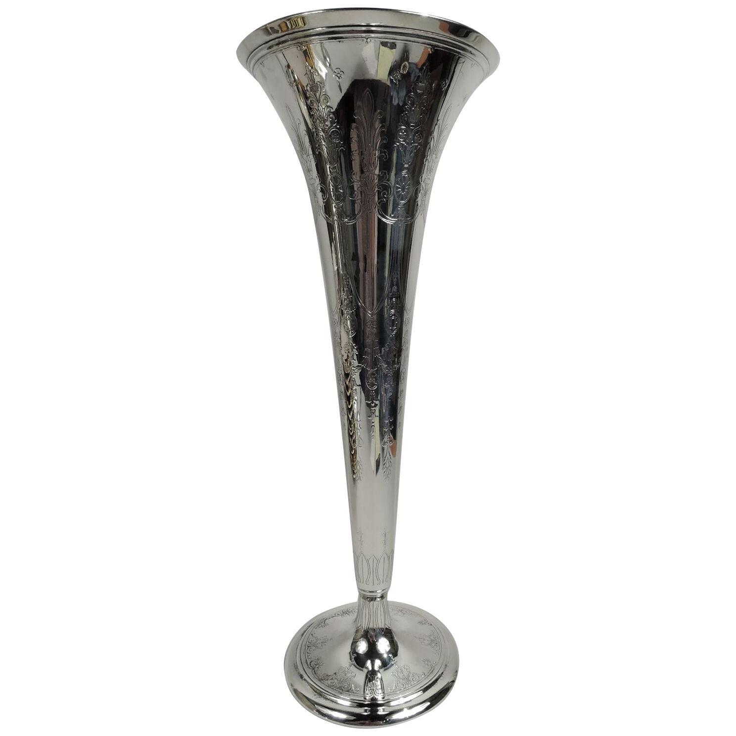 Tiffany Large Edwardian Regency Trumpet Vases 