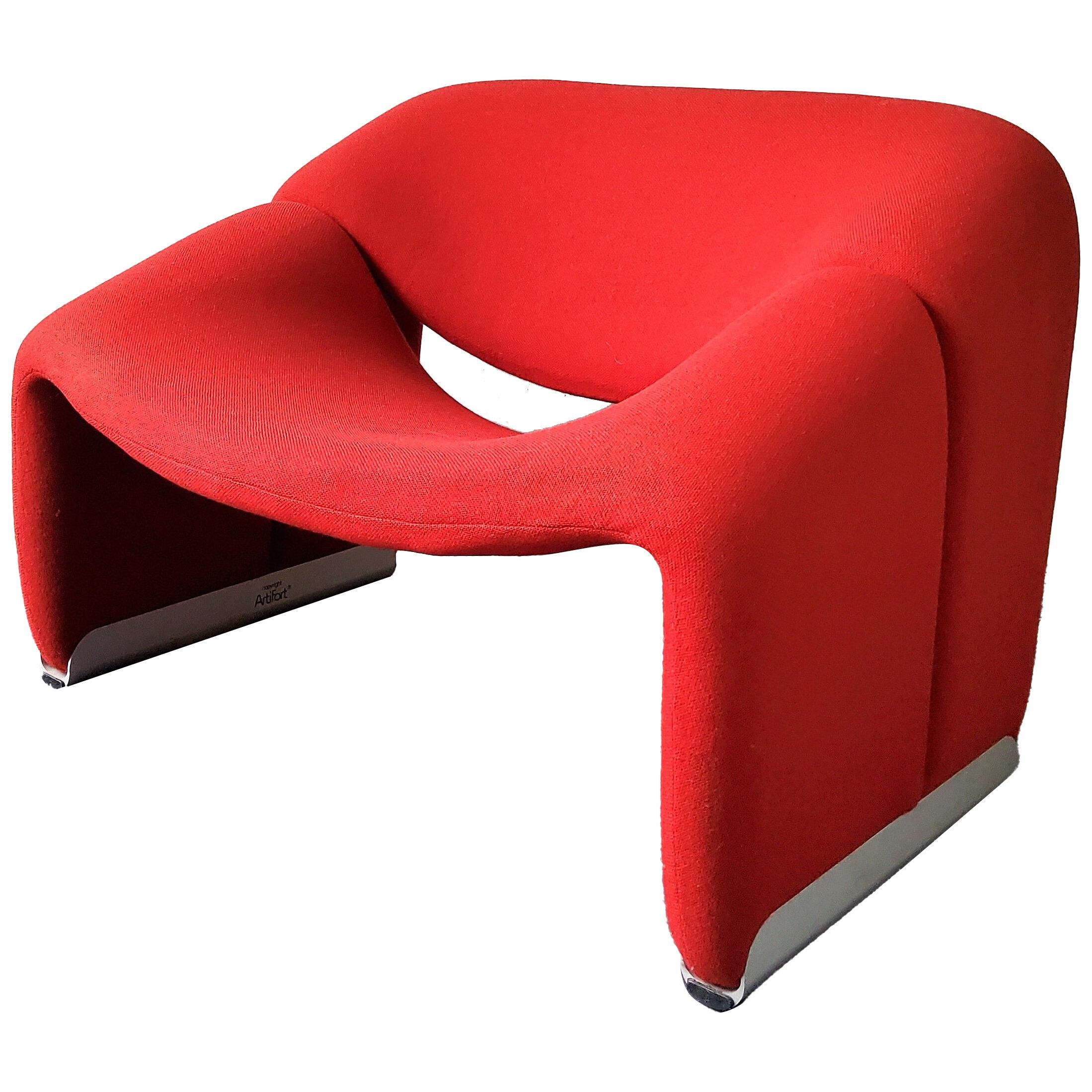 Vintage 'Groovy' or F598 Lounge Chair in red by Pierre Paulin for Artifort