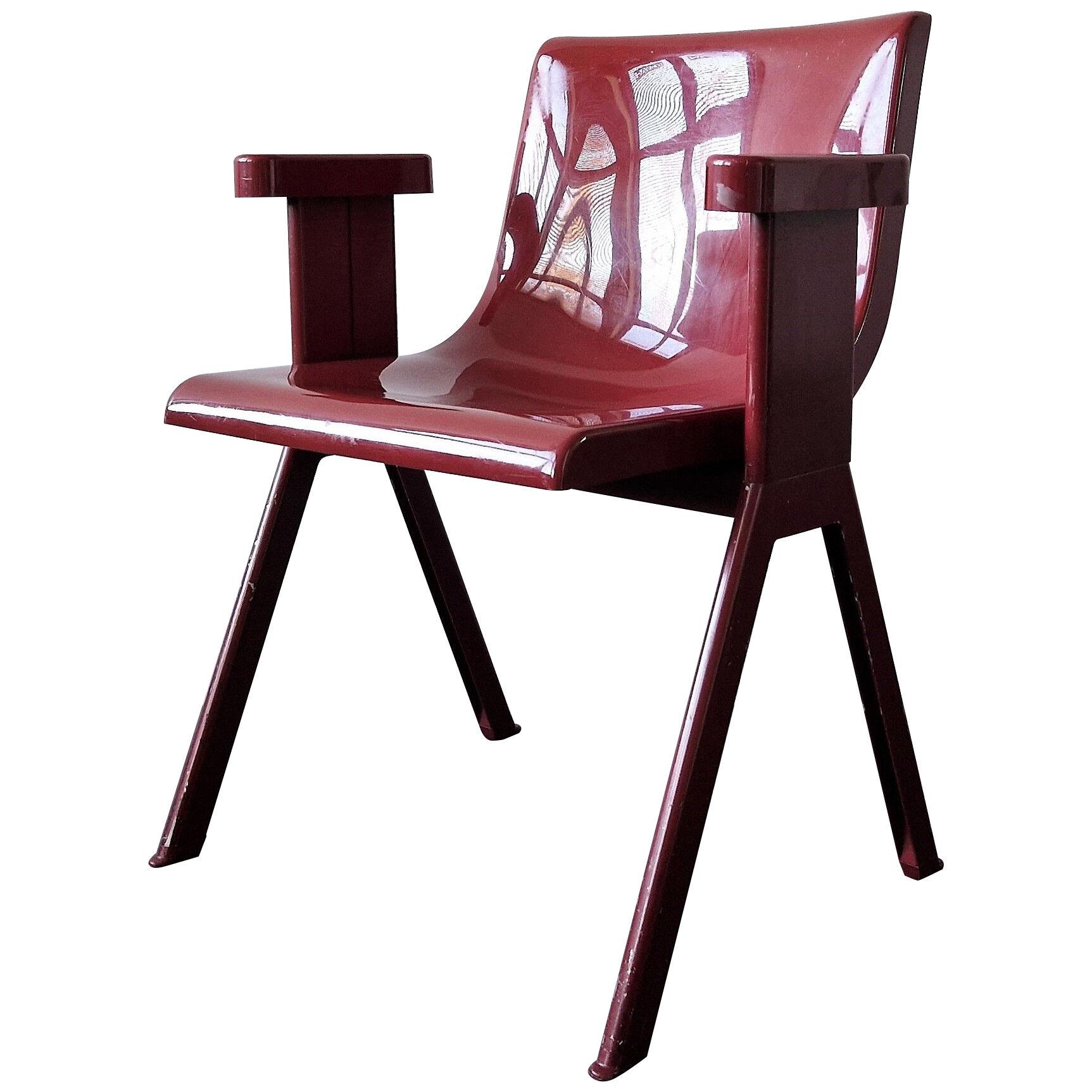Wine red Synthesis 45 armchair by Ettore Sottsass for Olivetti, Italy 1970's