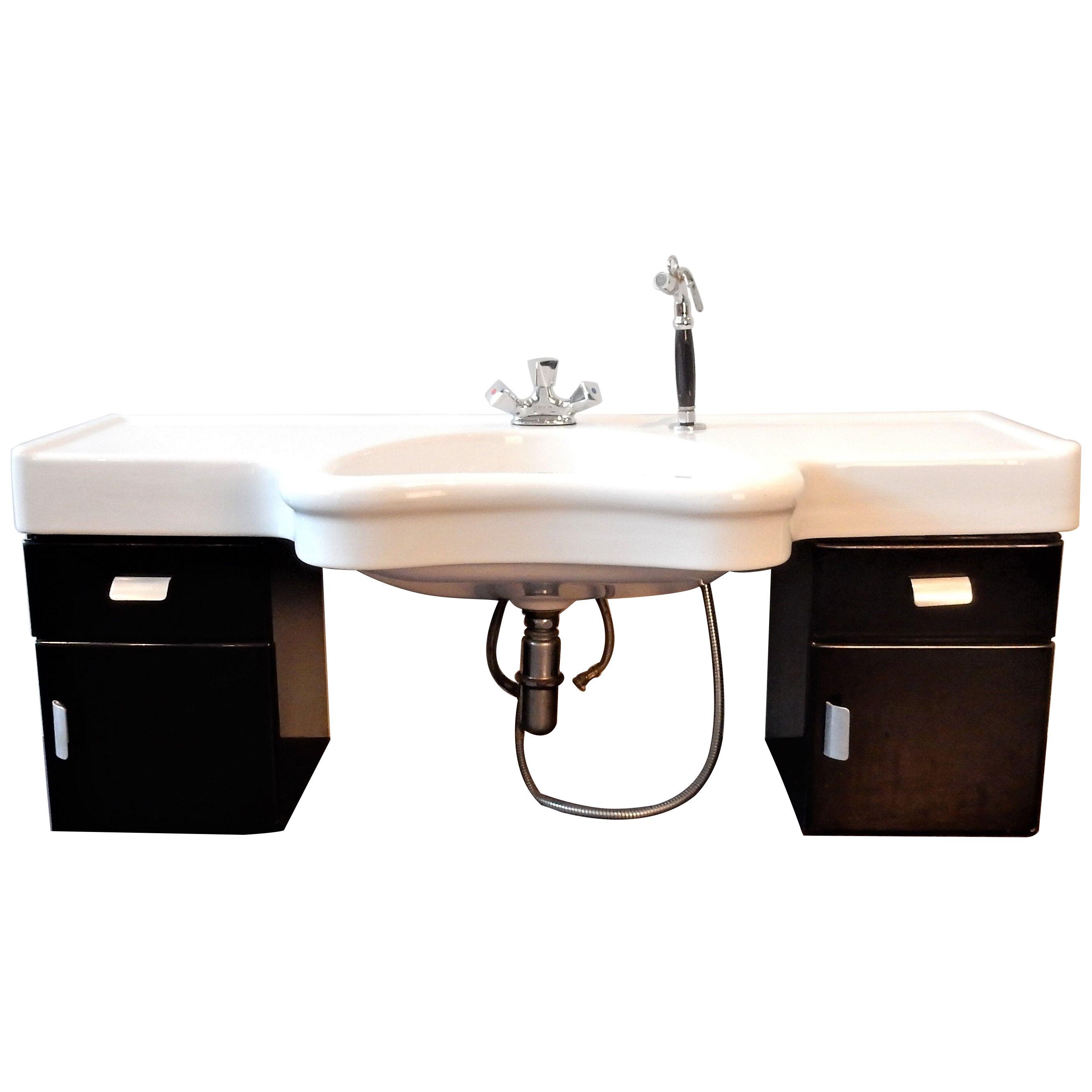 Wall mounted hairdressers wash basin with cabinet by Olymp, 1950's, 5 available