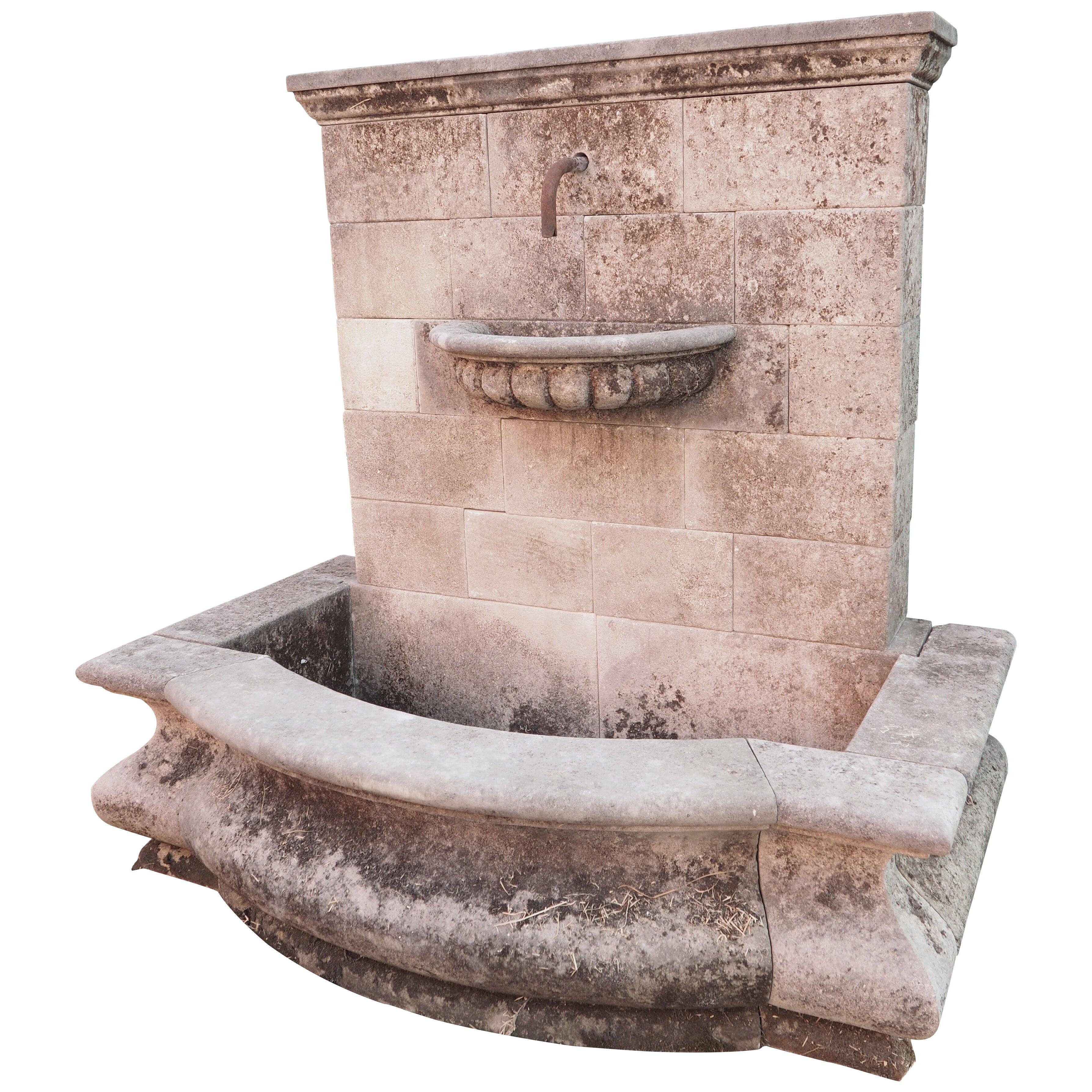 Carved Limestone Wall Fountain with Spill Bowl from Northern Italy