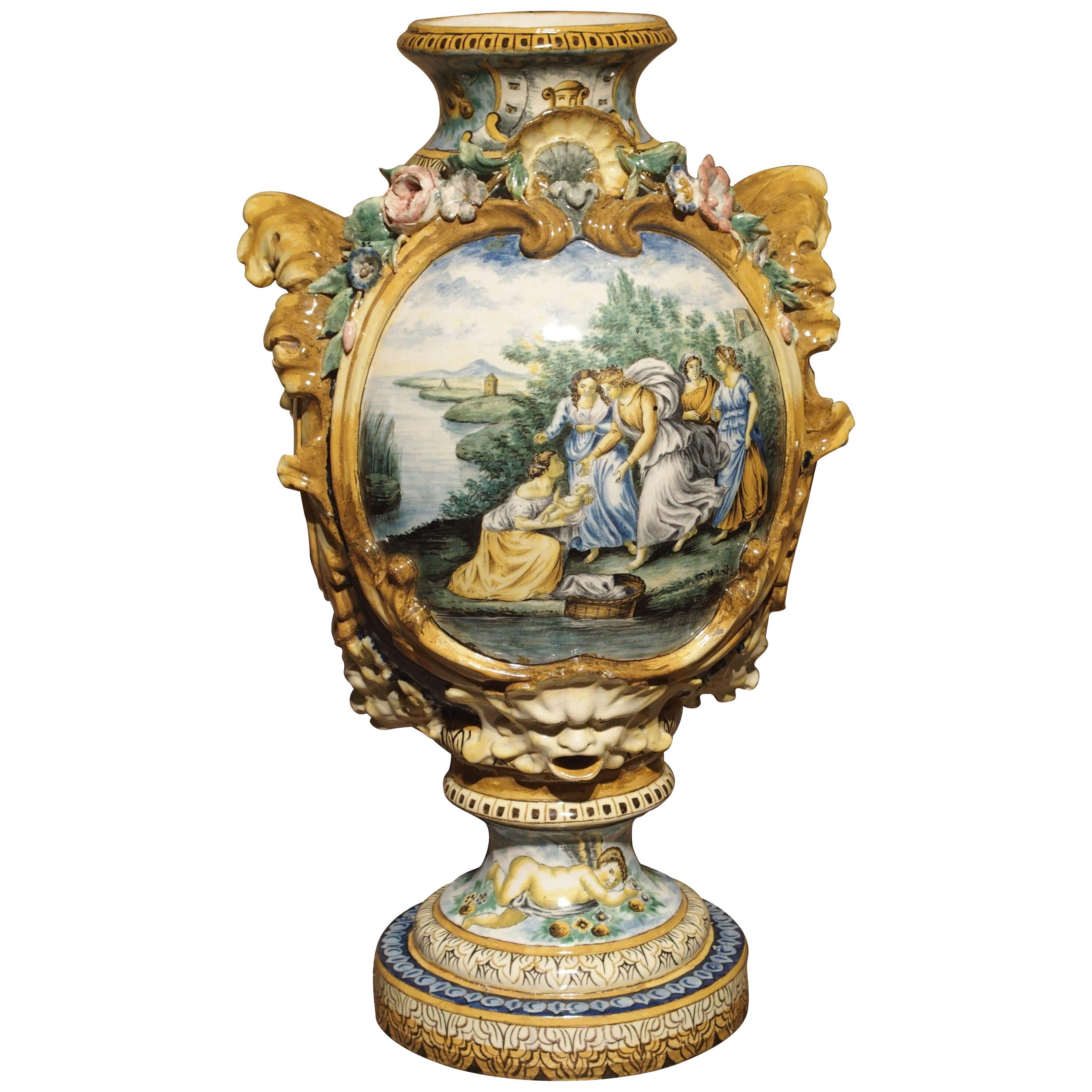 19th Century Italian Majolica Fountain Body/Vase