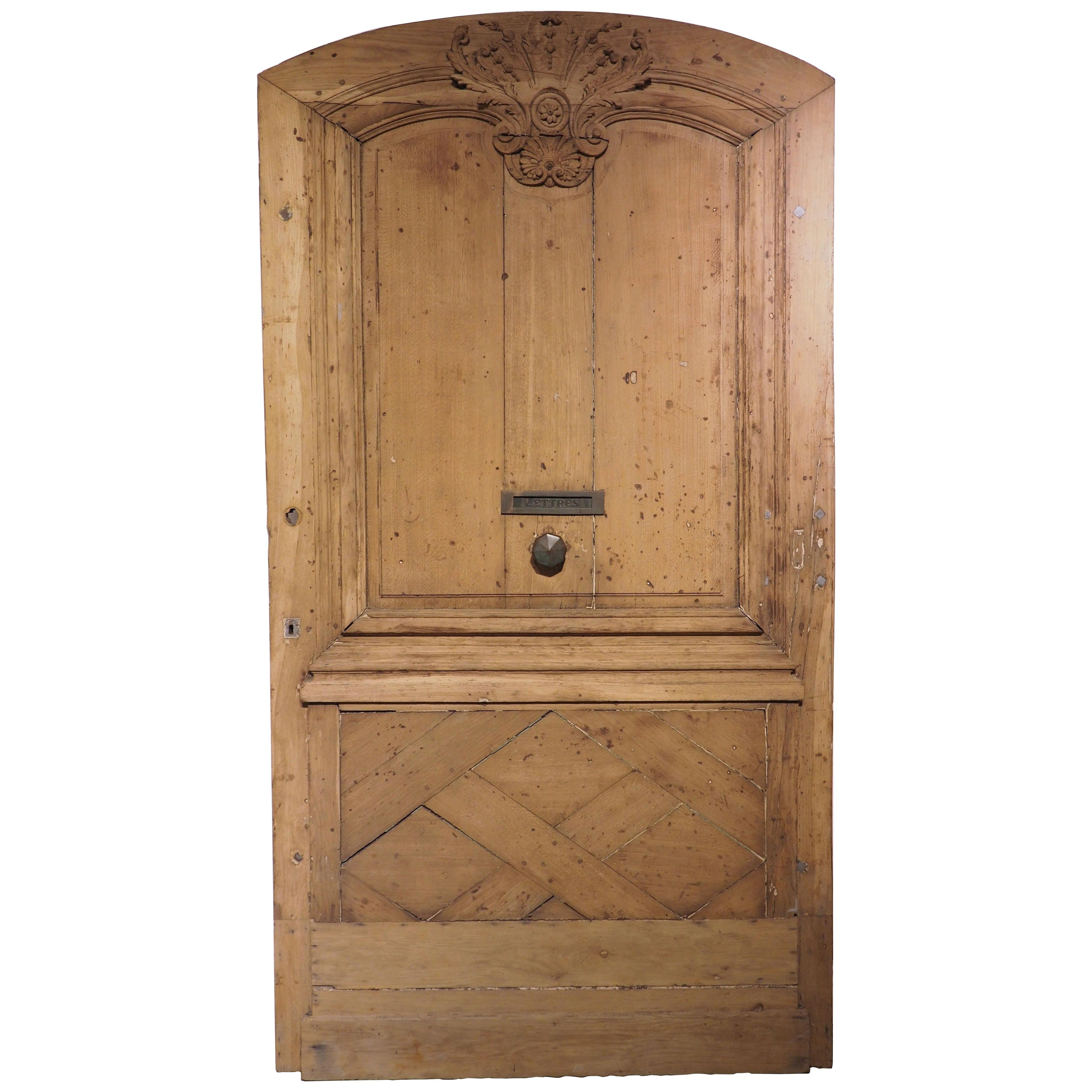 Antique Carved Oak Entry Door from France, Circa 1850
