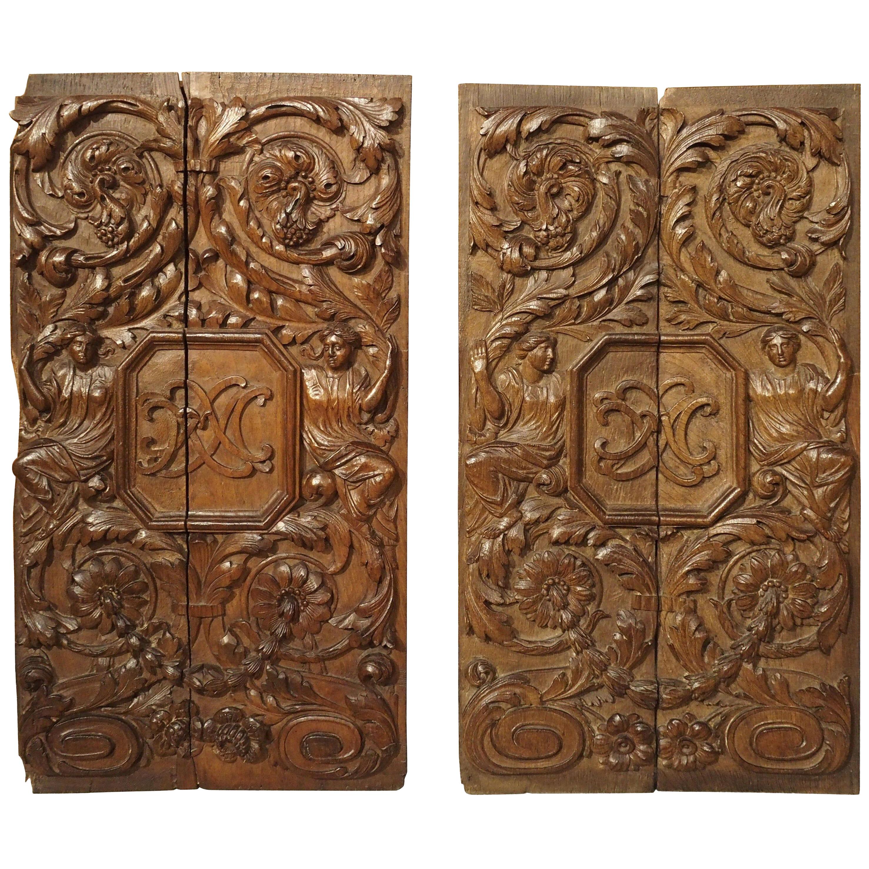 Pair of 17th Century Renaissance Style Carved Panels from France