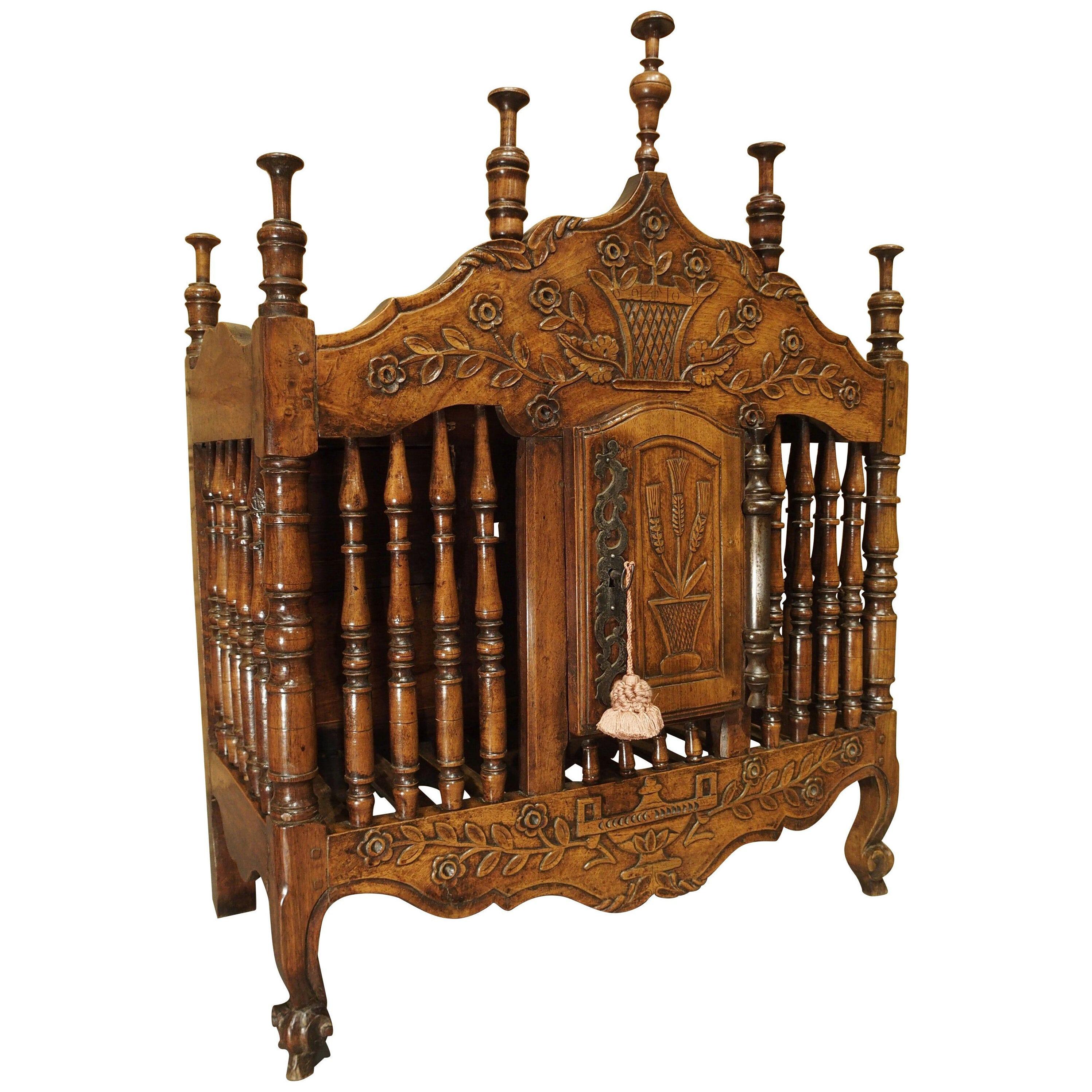 18th Century Carved Walnut Wood Panetiere from Provence, France