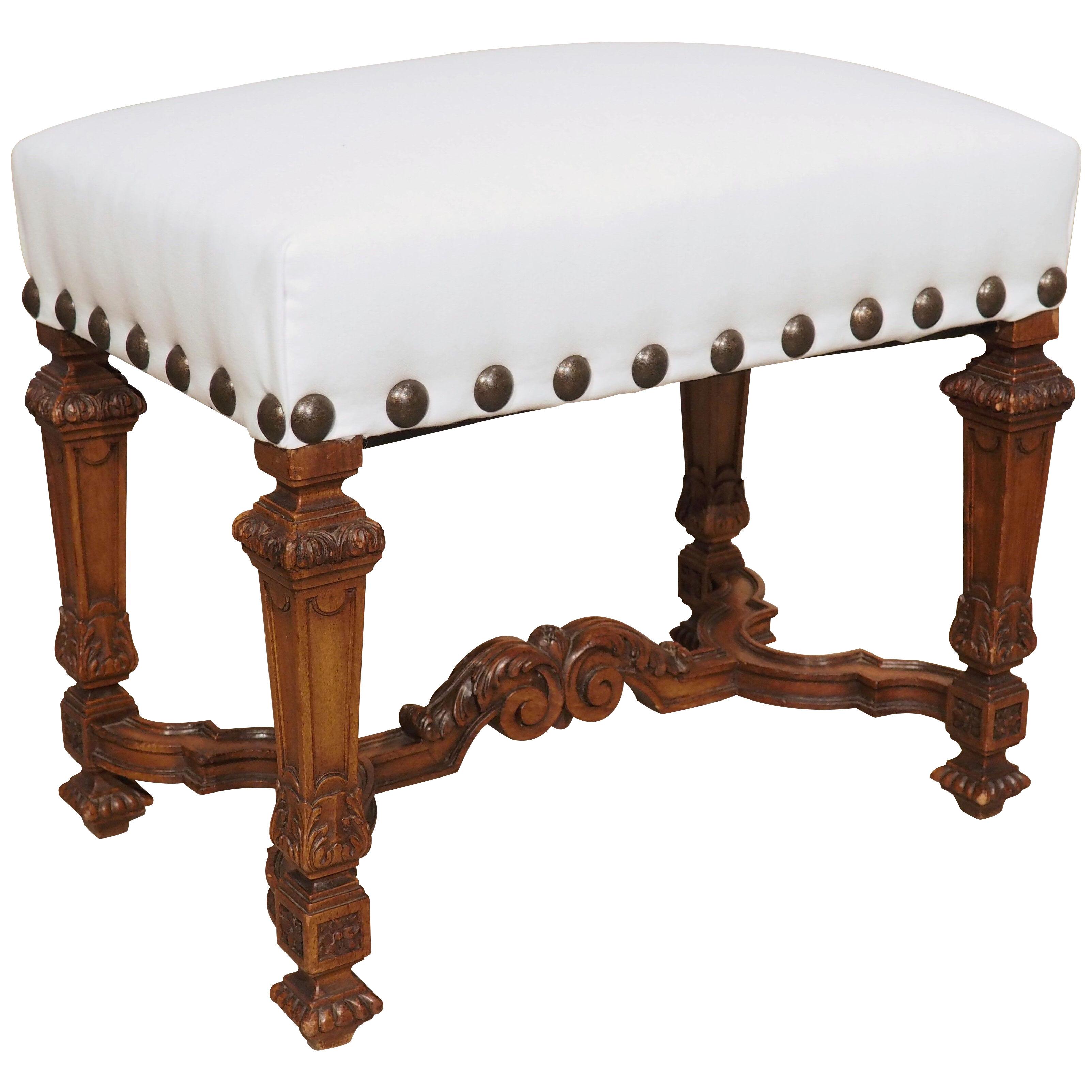 19th Century French Walnut Wood Louis XIV Style Tabouret