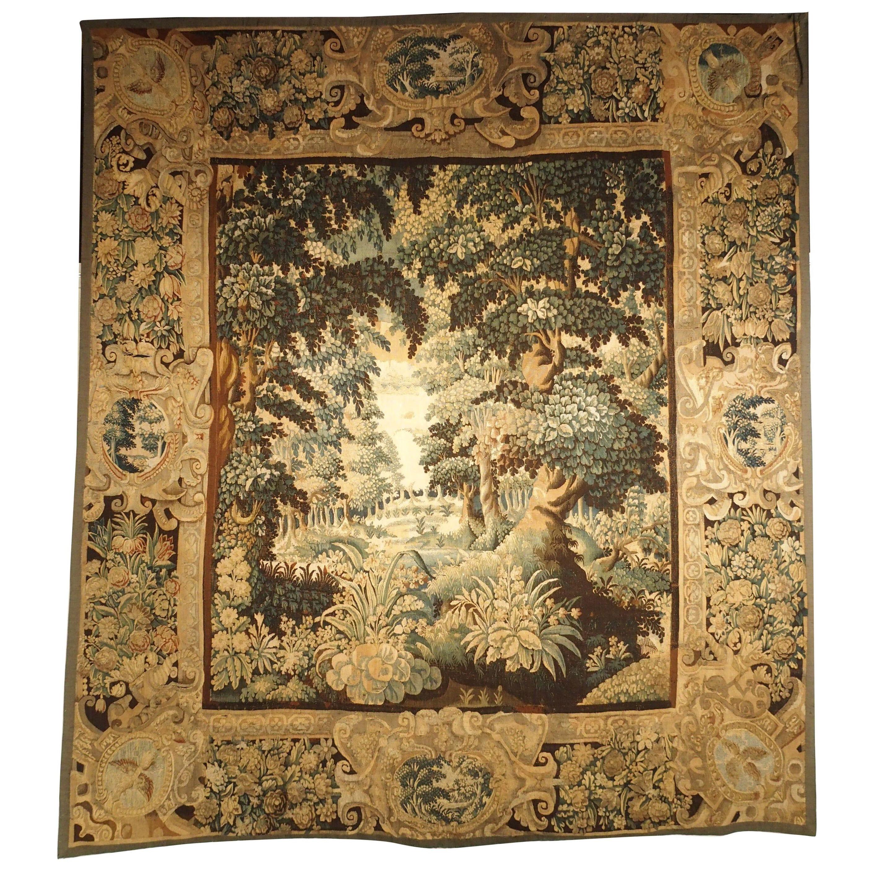 Early 17th Century Audenarde Tapestry of Forested Countryside, Wool and Silk