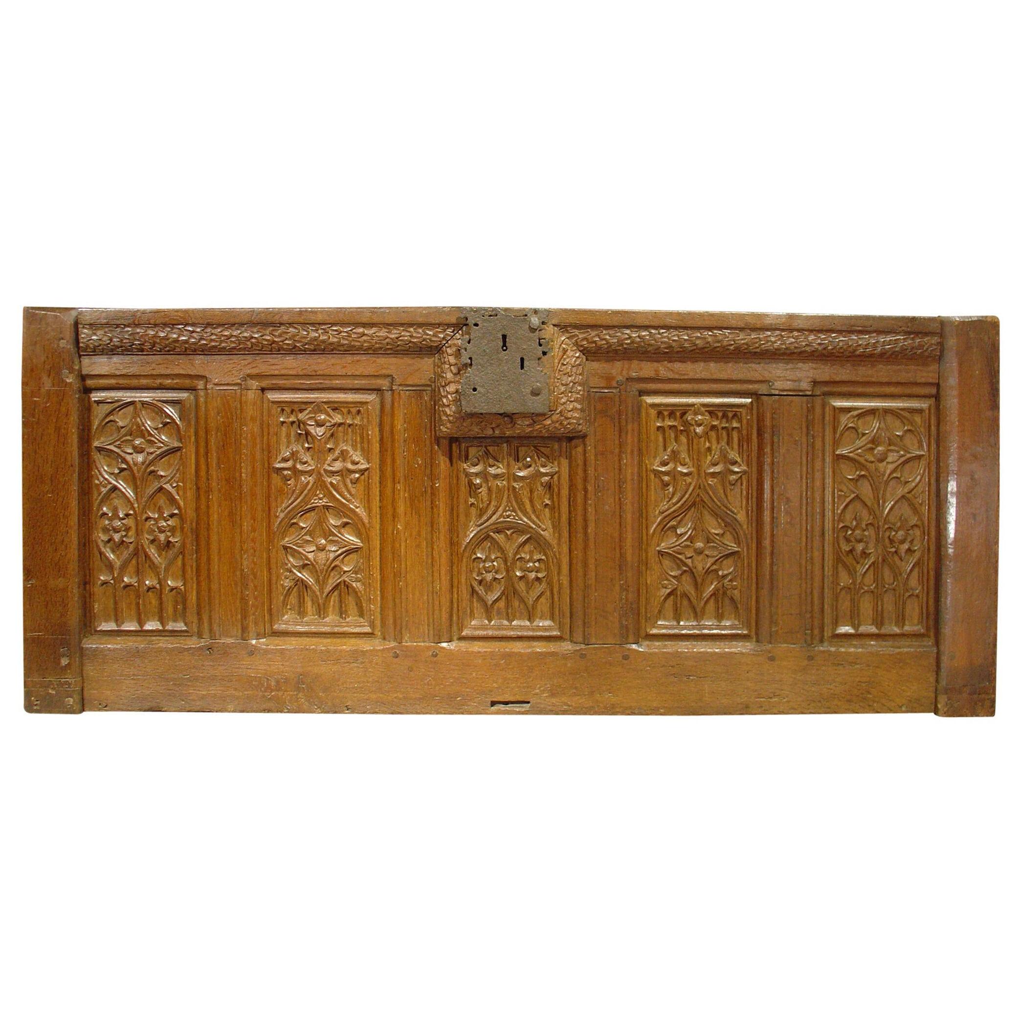 Period Gothic Trunk Frontage from Picardie France, Oak, circa 1500